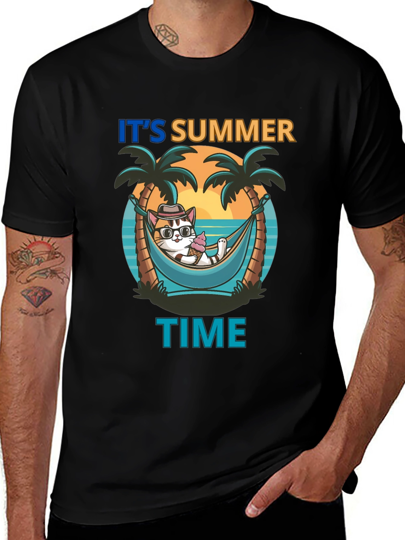 Variant 25 of It's Summer Time Cat T-Shirt
