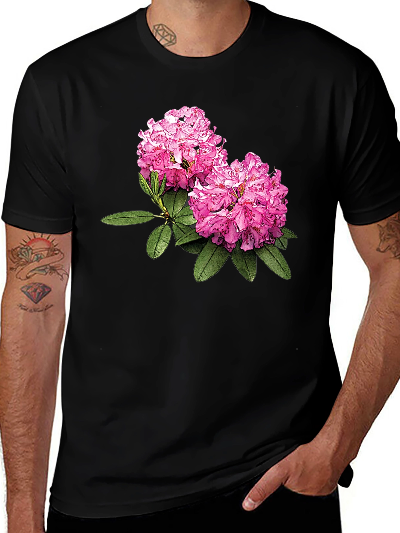 Variant 2 of Floral Print Black T-Shirt