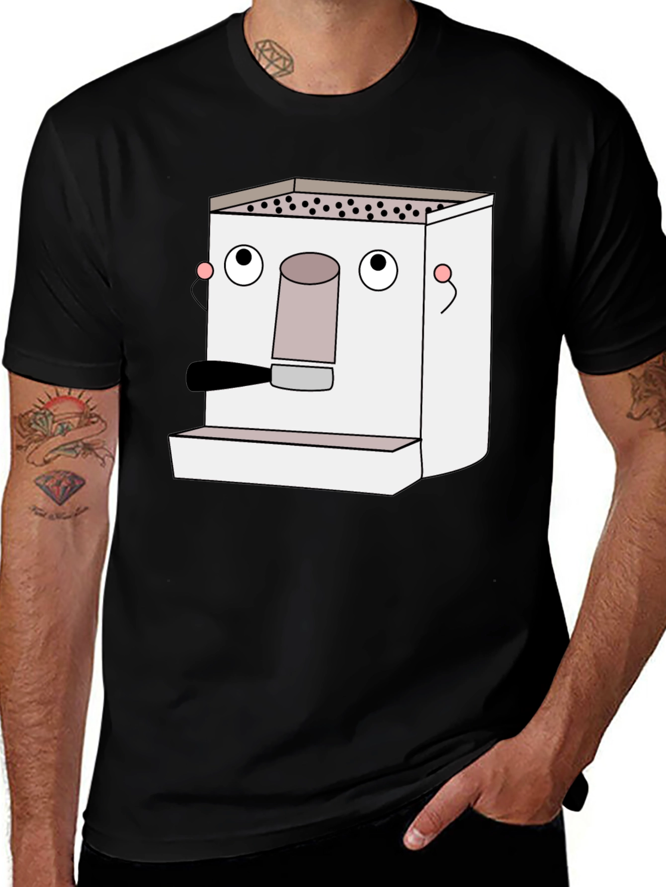 Variant 26 of Funny Espresso Machine Graphic Tee - Black