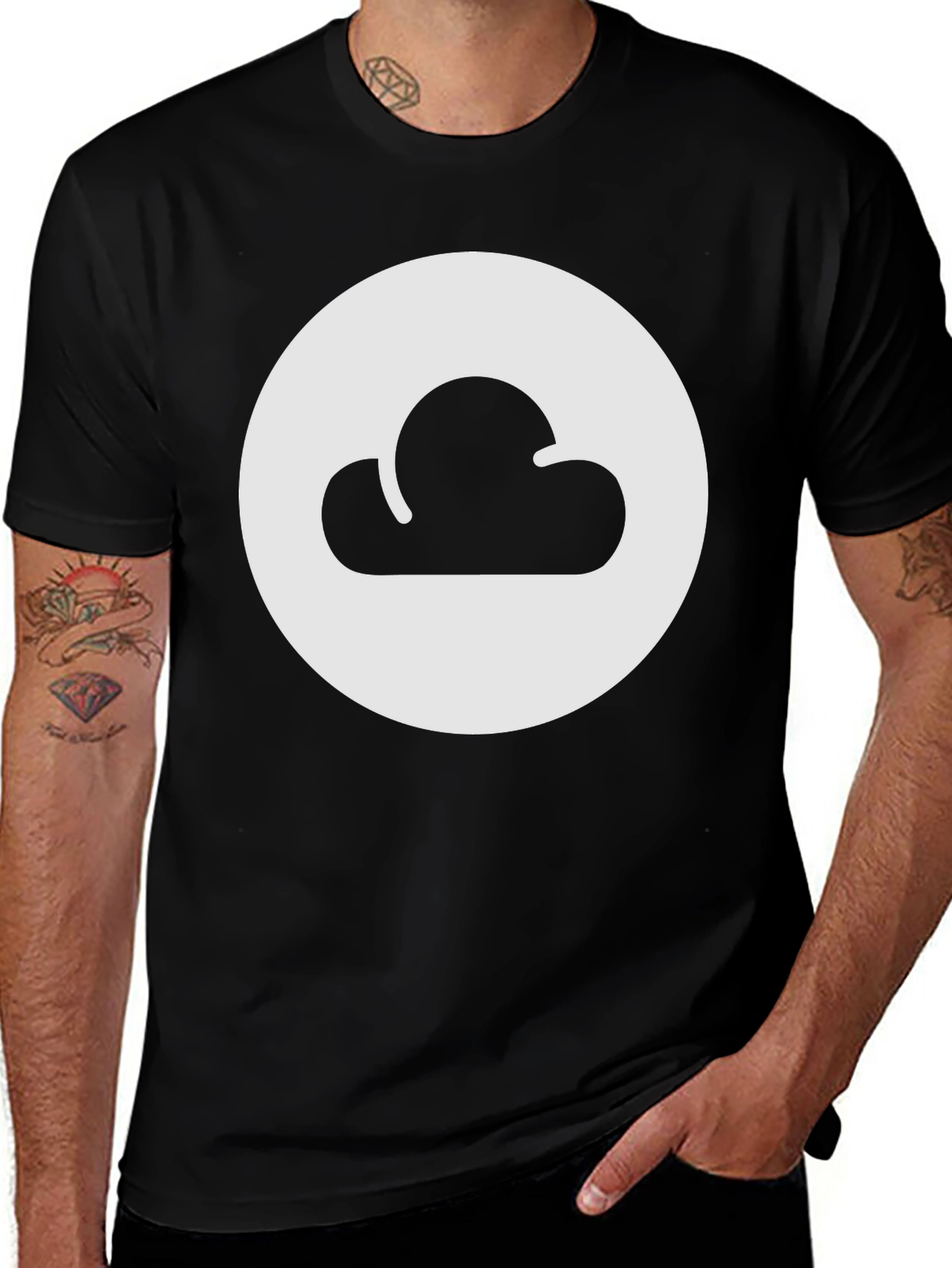 Variant 7 of Cloud Graphic Tee - Black Cotton Casual Shirt