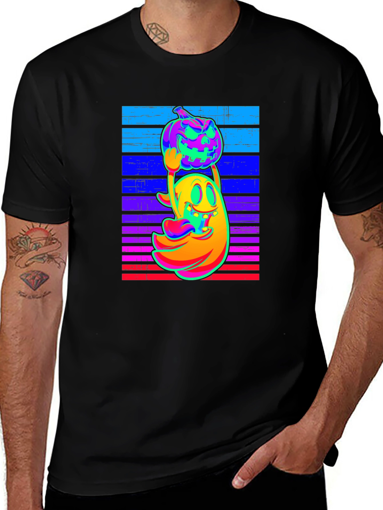 Variant 20 of Neon Ghost & Pumpkin Graphic Tee