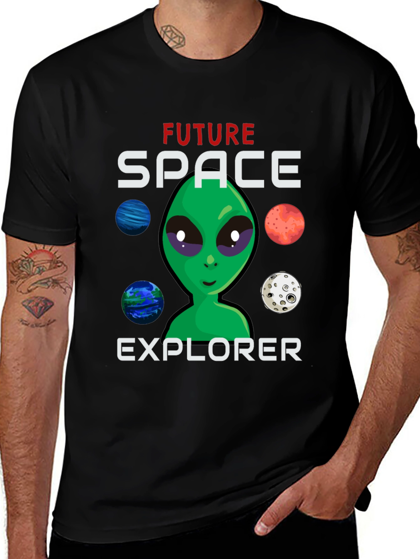 Variant 17 of Future Space Explorer T-Shirt - Alien & Planet Design