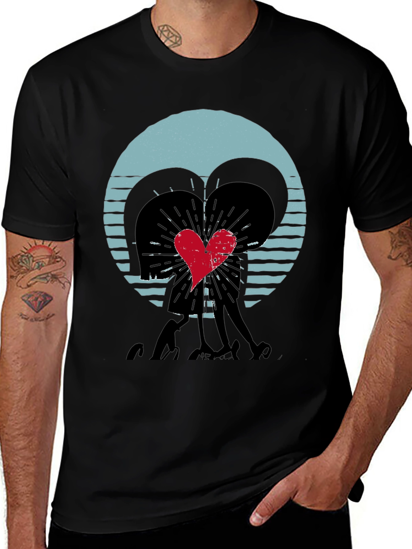 Variant 28 of Heart Graphic Tee - Quirky Retro Style