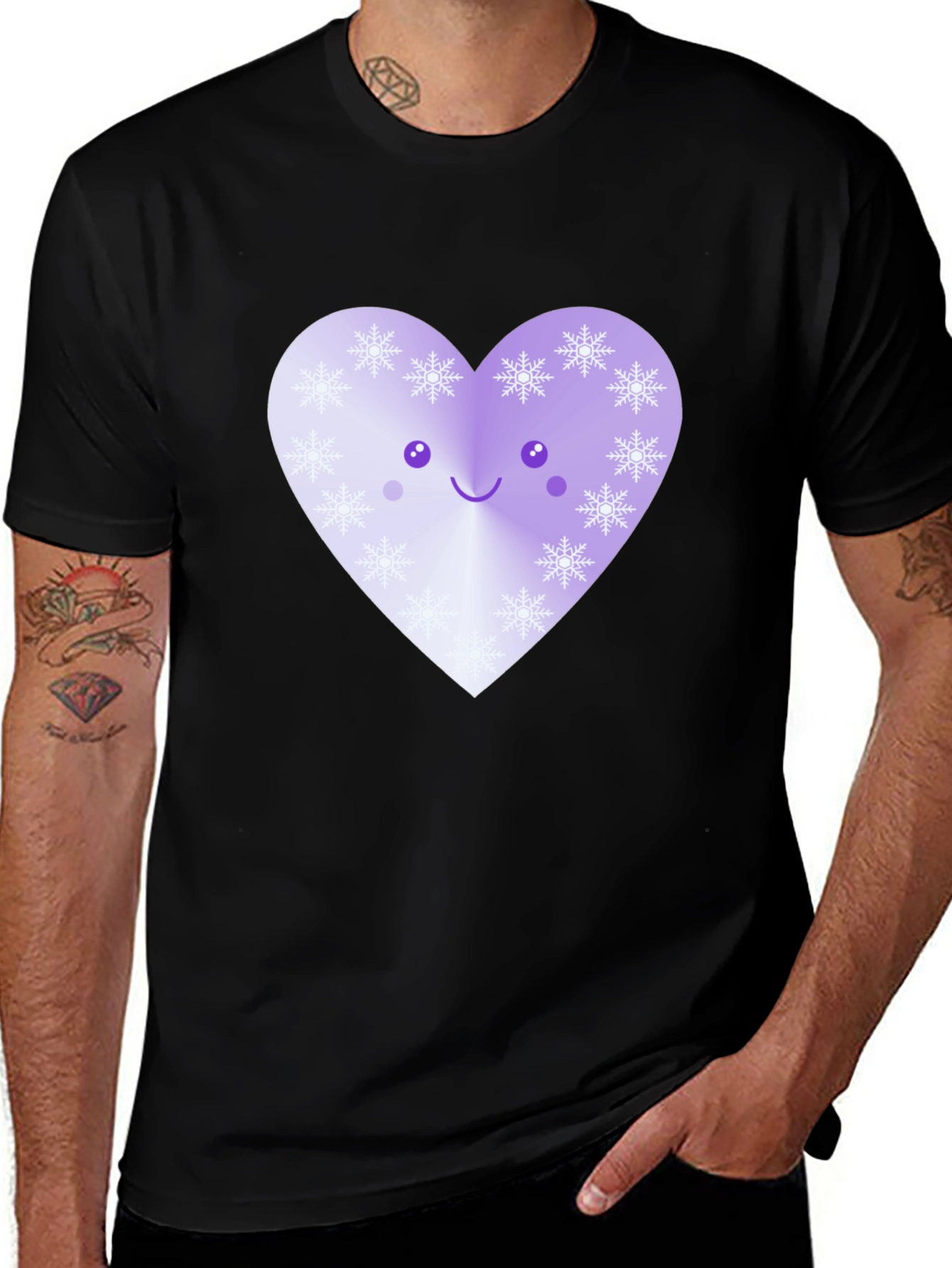 Variant 29 of Cute Snowflake Heart T-Shirt - Black