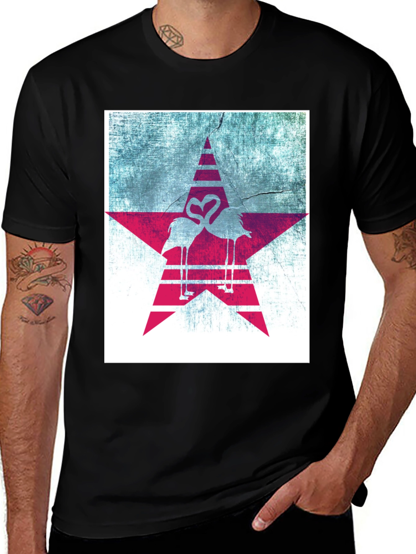 Variant 14 of Flamingo Star Graphic Tee - Unique Design