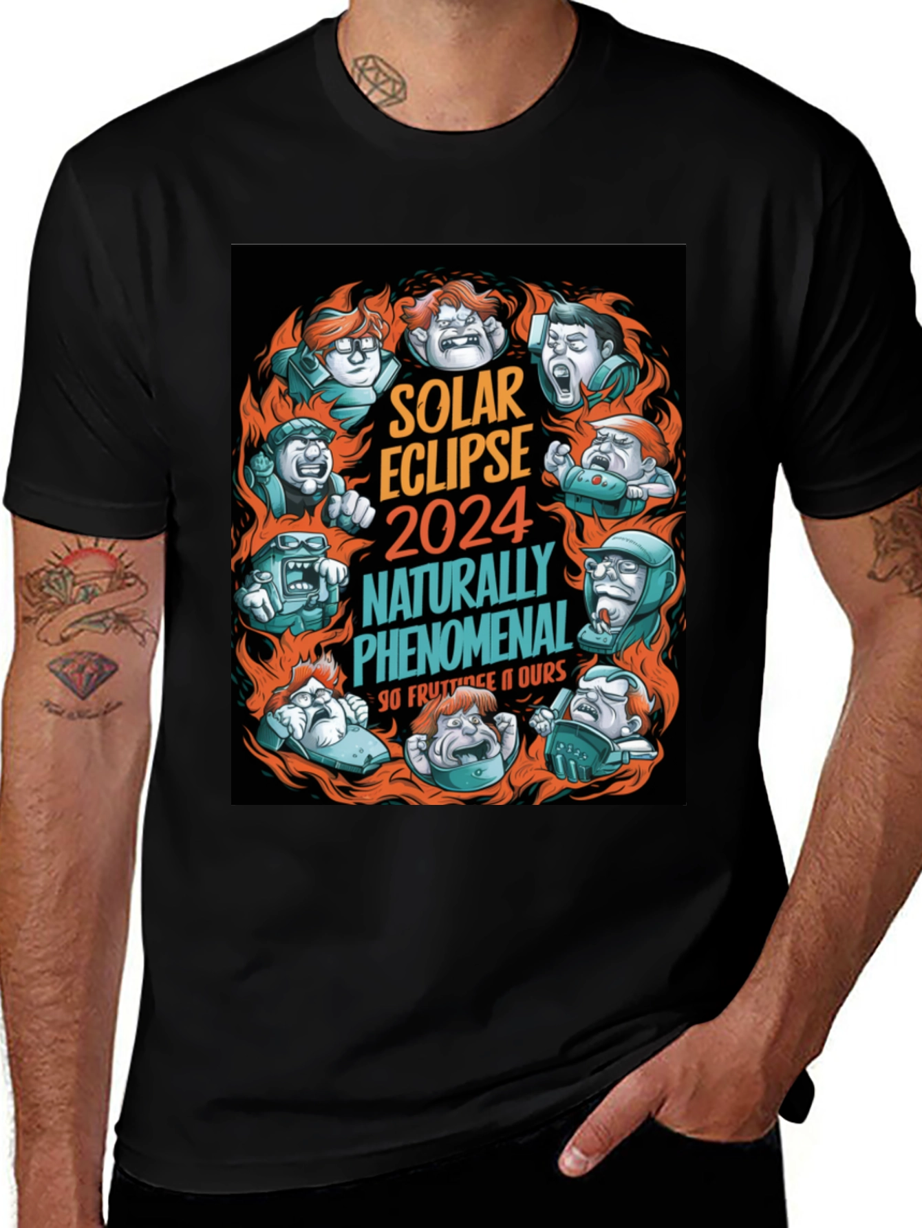 Variant 15 of Solar Eclipse 2024 Funny Cartoon T-Shirt