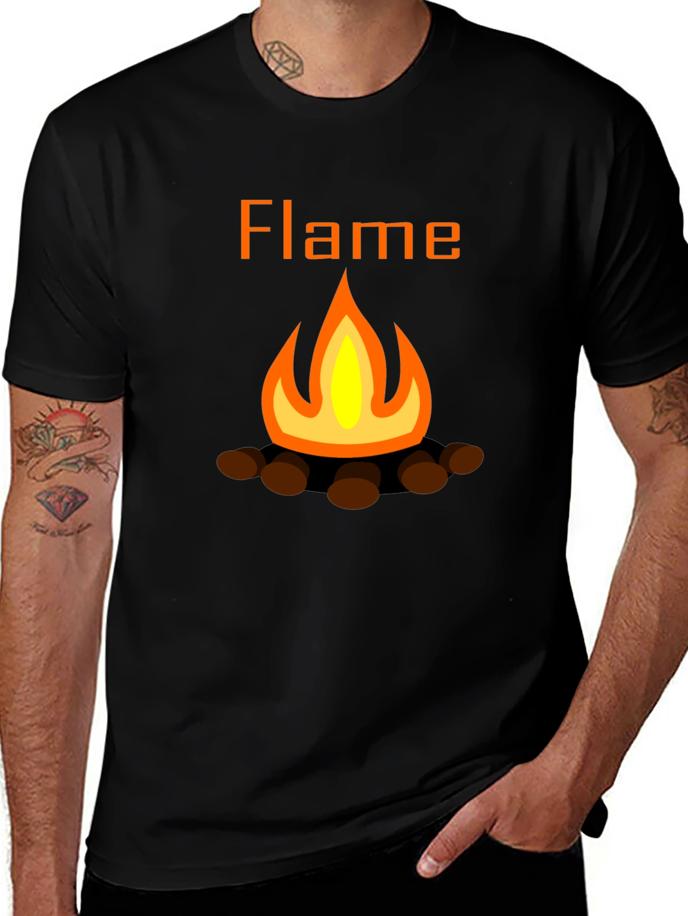 Variant 24 of Flame Graphic Tee - Black Short Sleeve T-Shirt