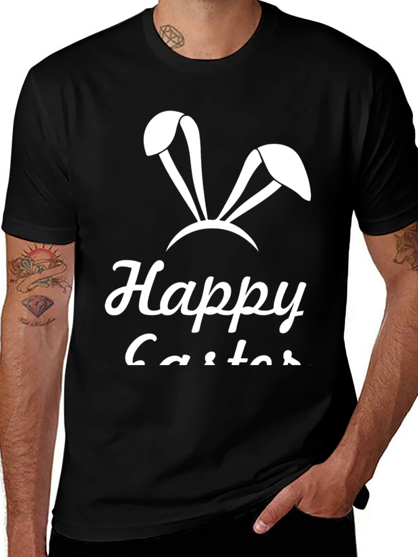 Variant 19 of Happy Easter Bunny Ears Black T-Shirt