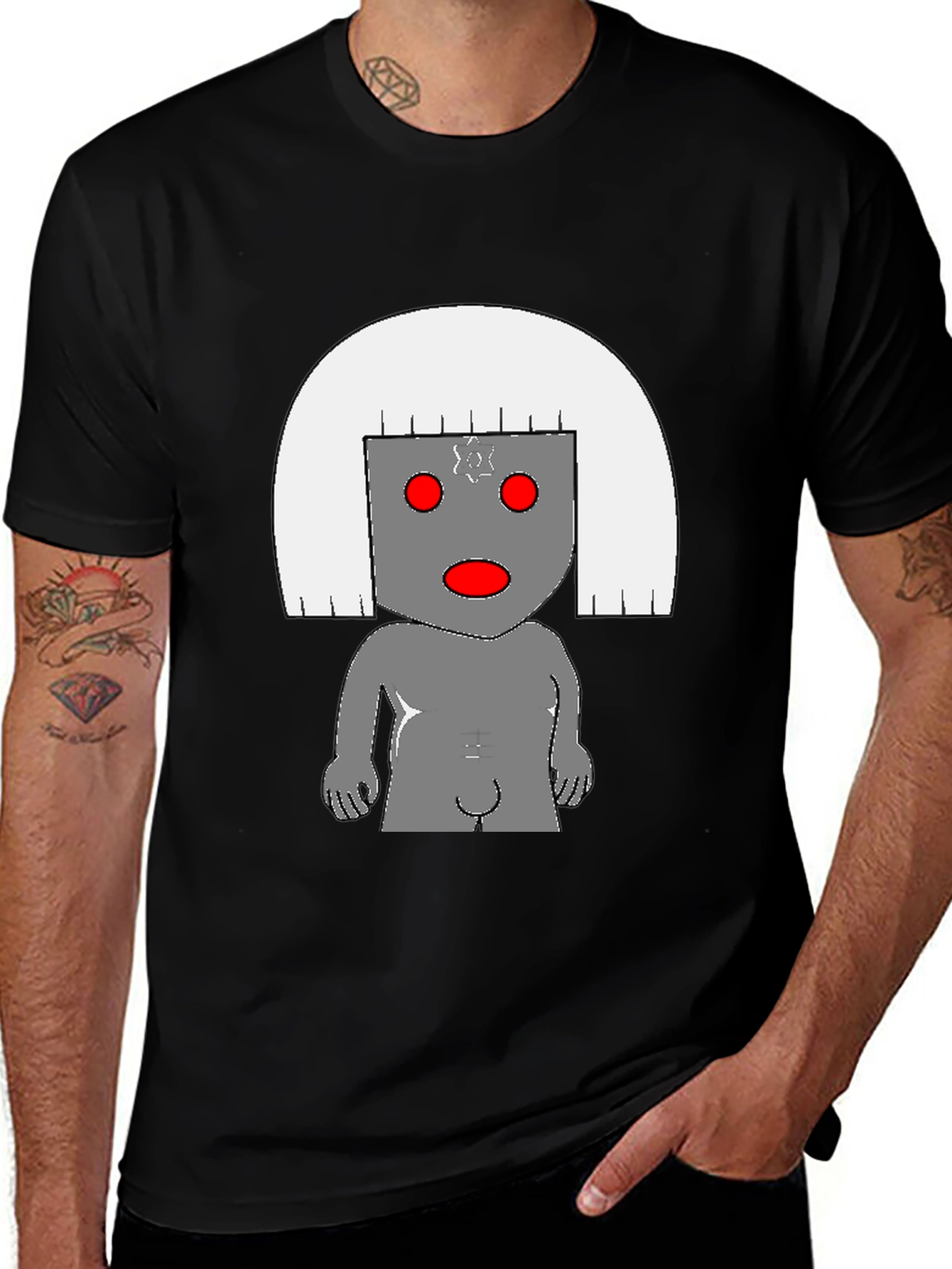 Variant 11 of Unique Graphic T-Shirt - Abstract Robot Design