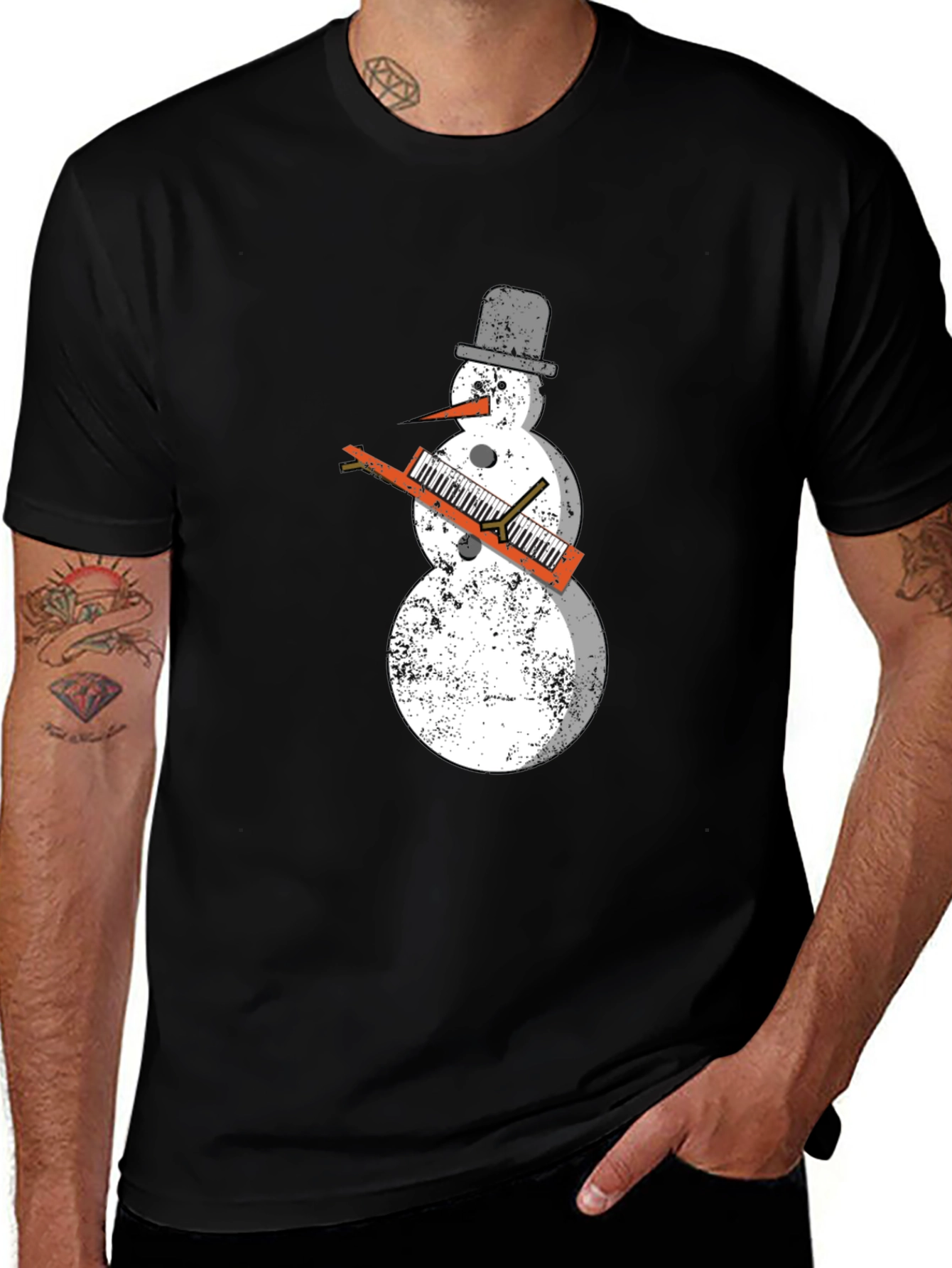 Variant 25 of Snowman Keyboard Player T-Shirt - Cool Holiday Tee