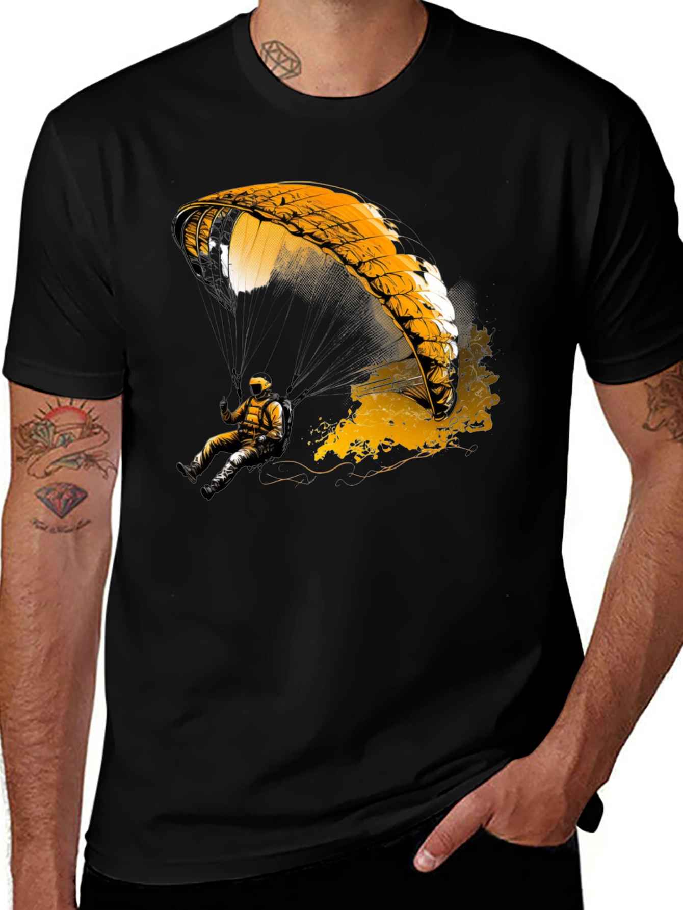 Variant 9 of Paragliding Graphic Tee - Black Cotton T-Shirt
