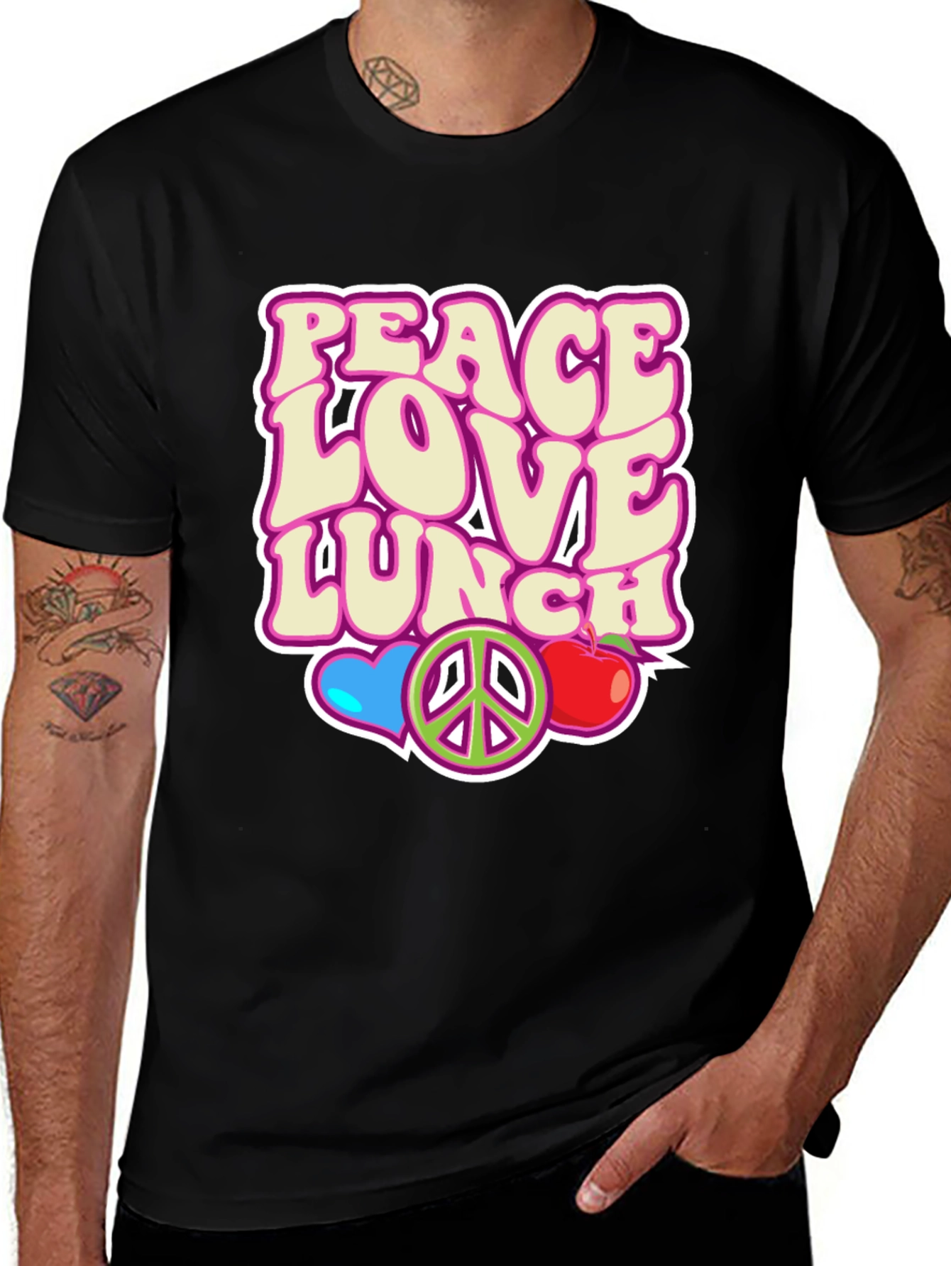 Peace Love Lunch T-Shirt, Retro Hippie Style