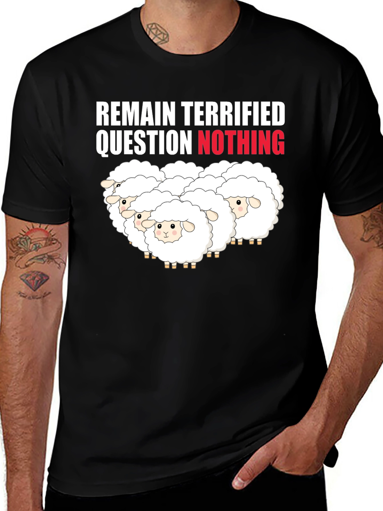 Variant 12 of Remain Terrified Sheep Graphic T-Shirt