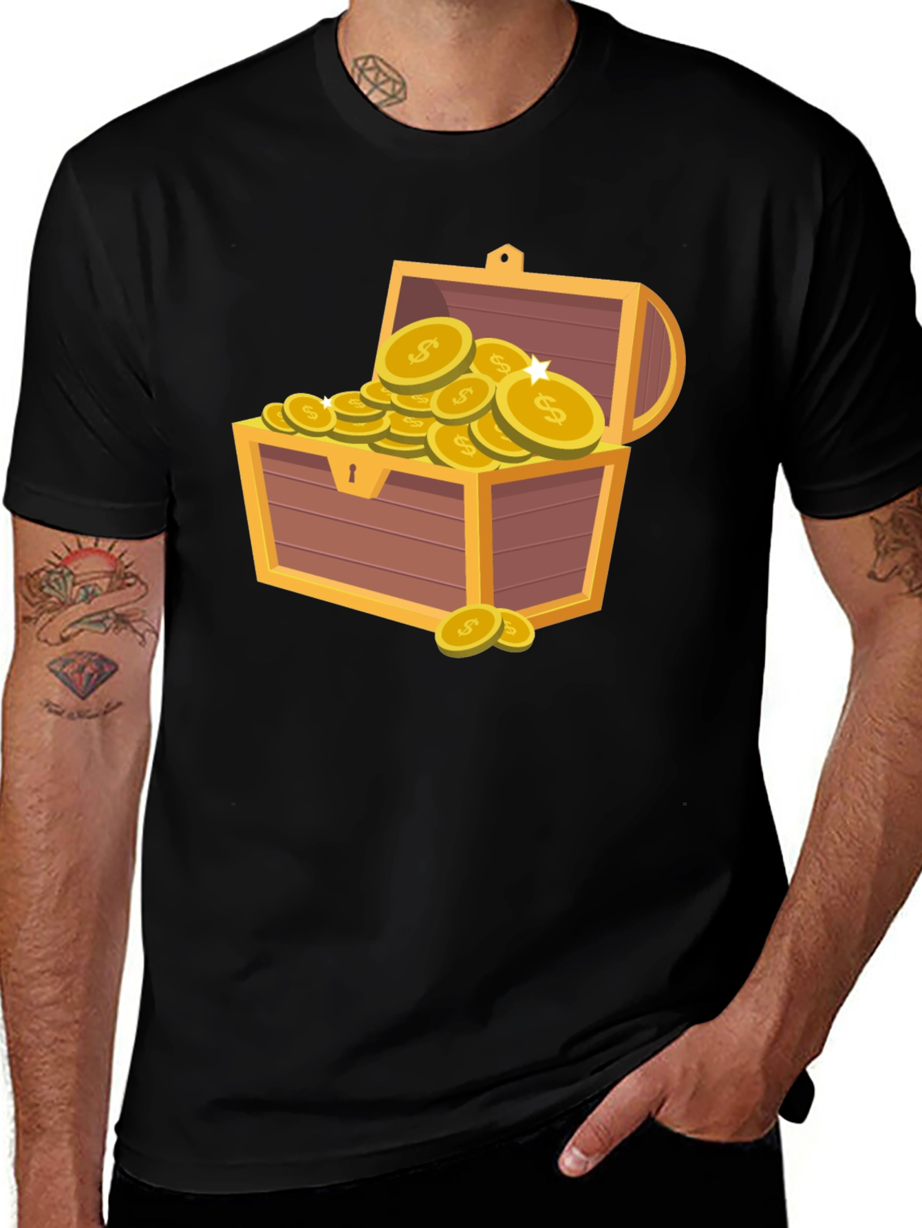 Variant 16 of Treasure Chest Graphic Tee - Unique Cartoon Design