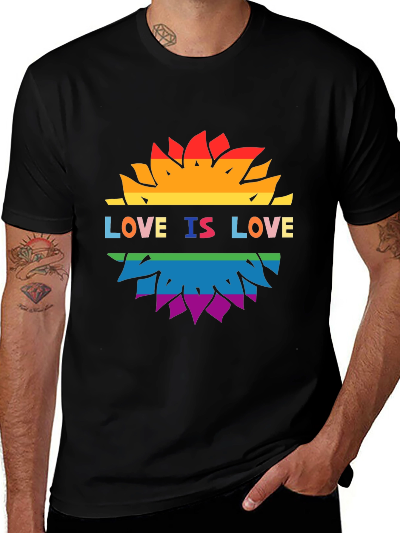 Variant 2 of Love is Love Rainbow Flower Graphic Tee