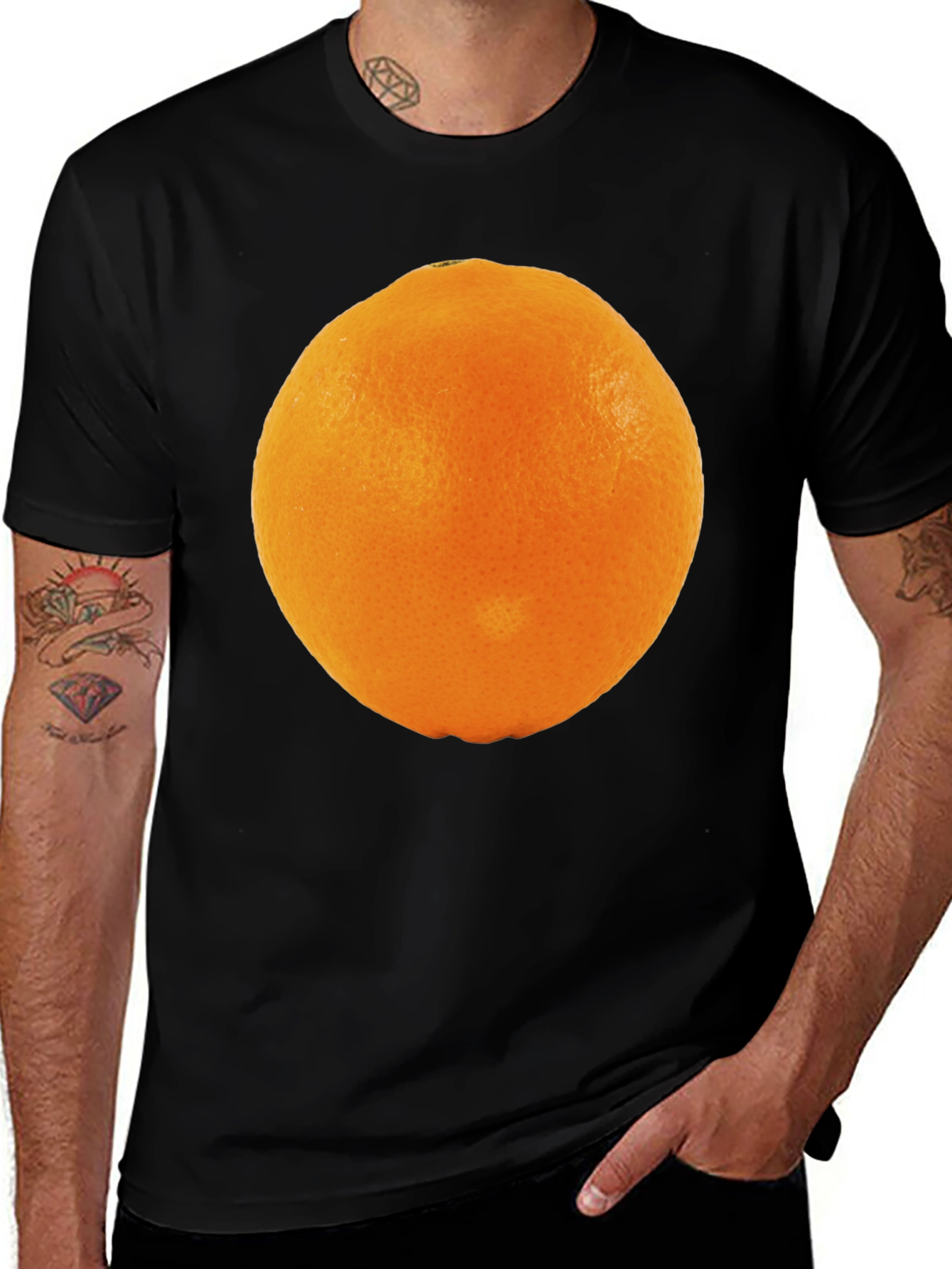 Variant 23 of Orange Graphic Black T-Shirt - Fruit Lover Tee