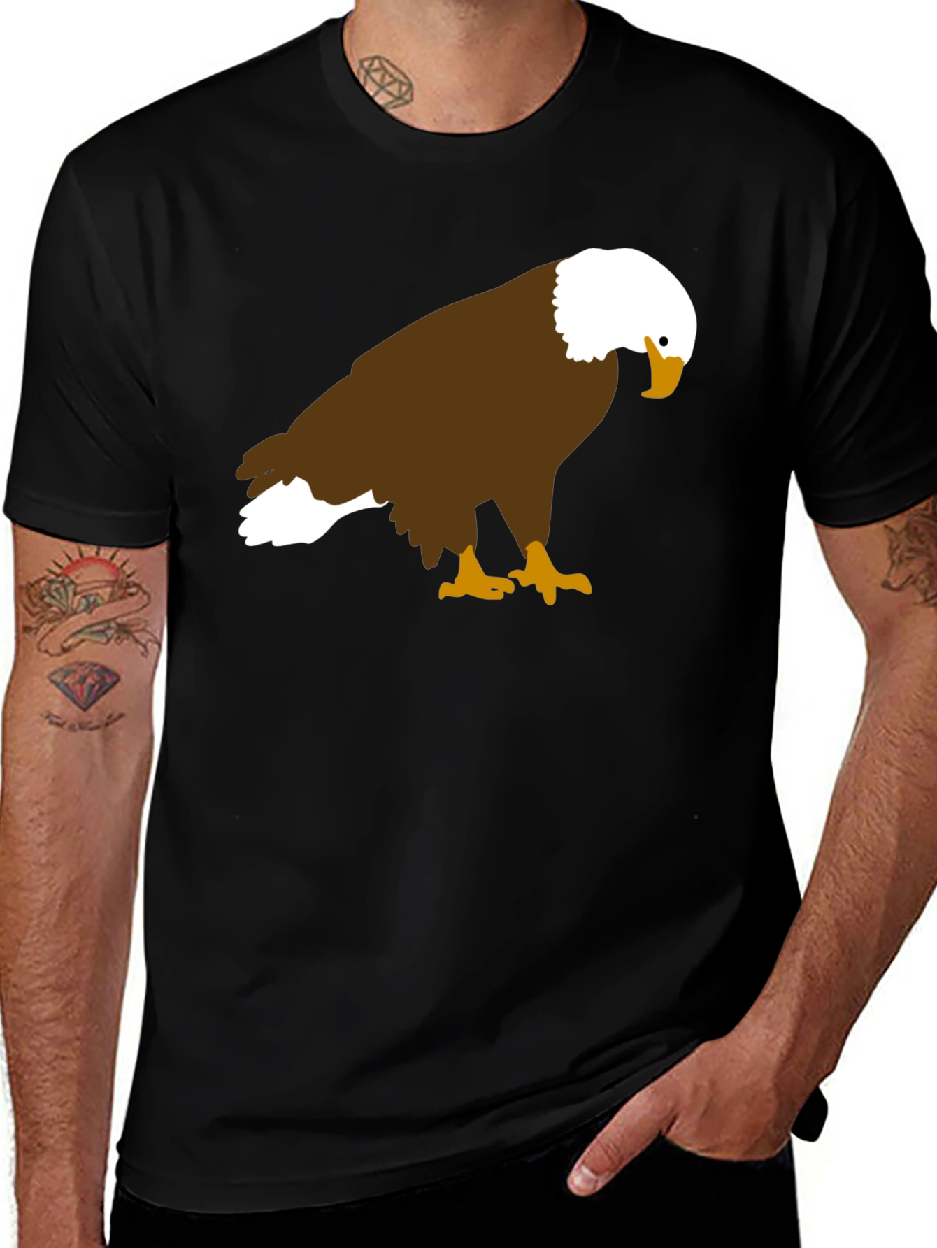Variant 11 of Bald Eagle Graphic Tee - Black Cotton Blend