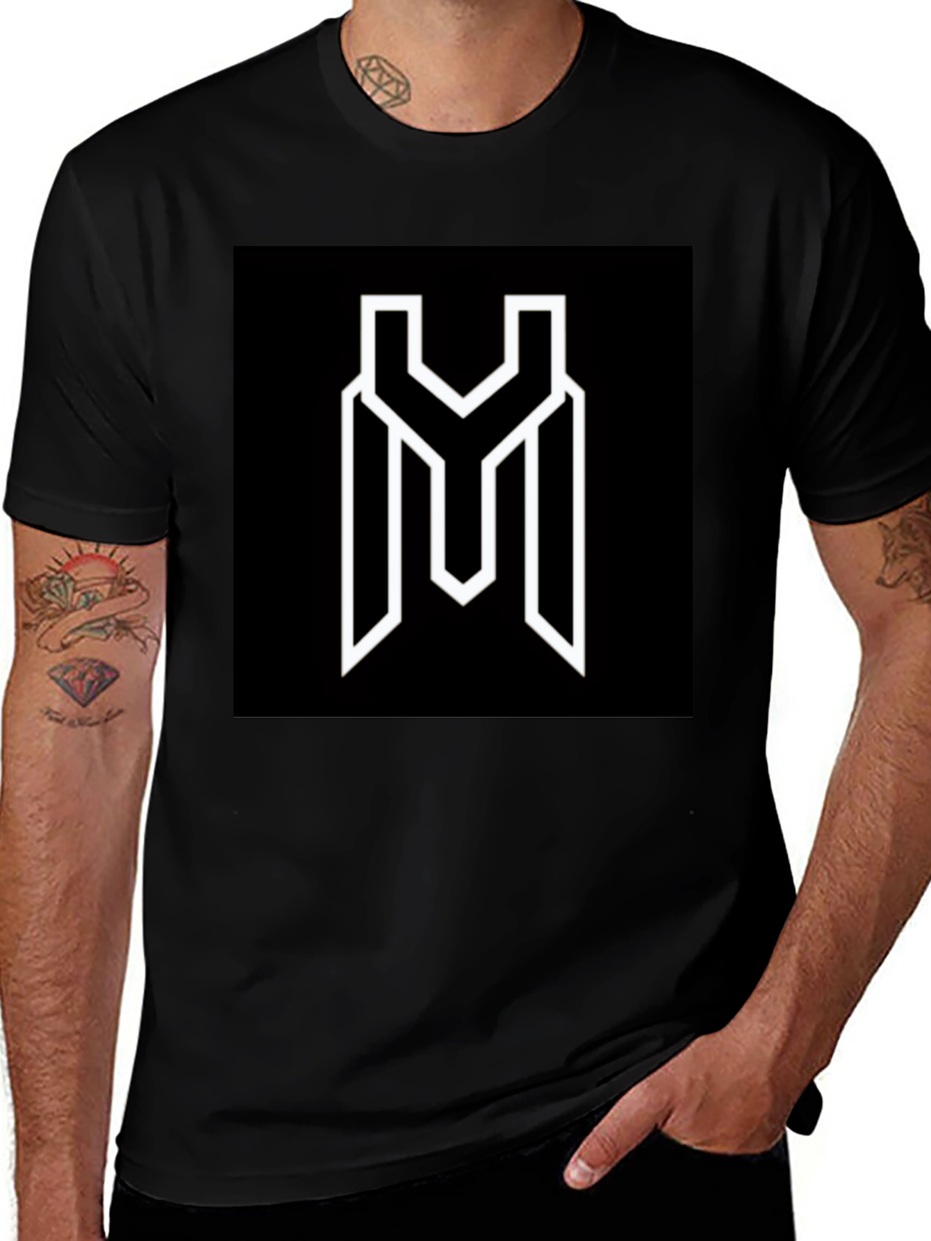 Variant 10 of Modern Graphic Tee - Black YM Logo Shirt