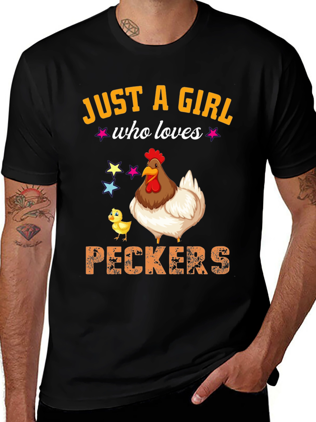 Variant 12 of Just a Girl Who Loves Peckers Chicken T-Shirt