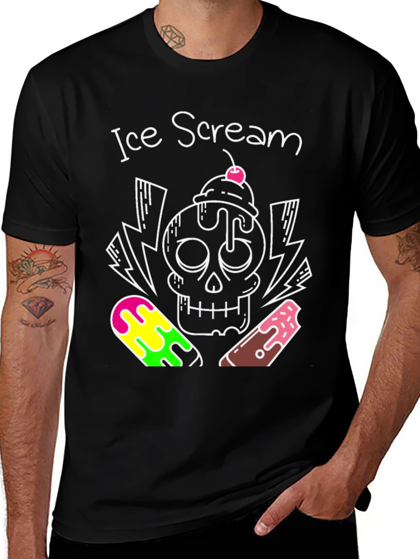 Variant 29 of Ice Scream T-Shirt - Skull Ice Cream Design
