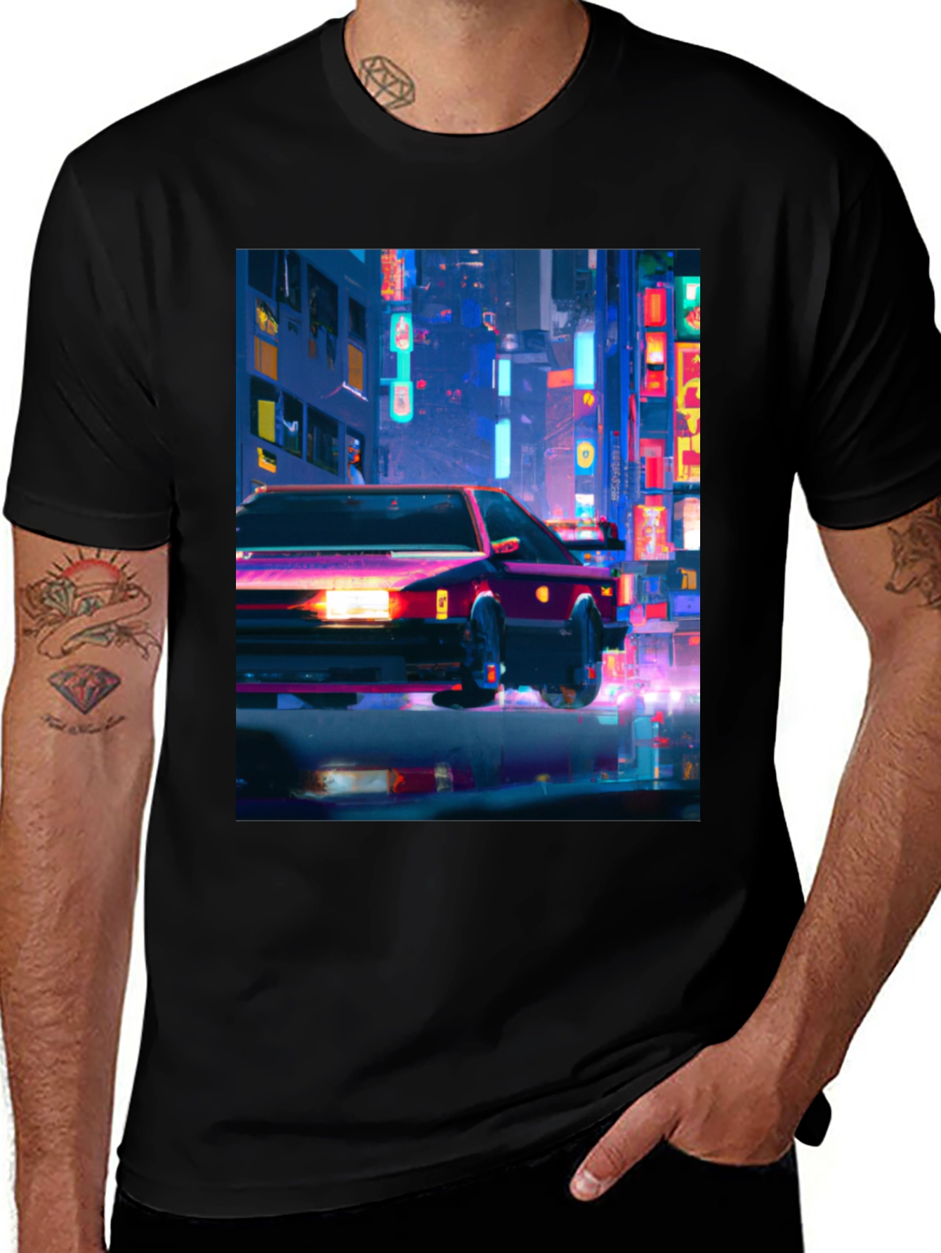 Variant 6 of Neon City Car T-Shirt - Stylish Graphic Tee