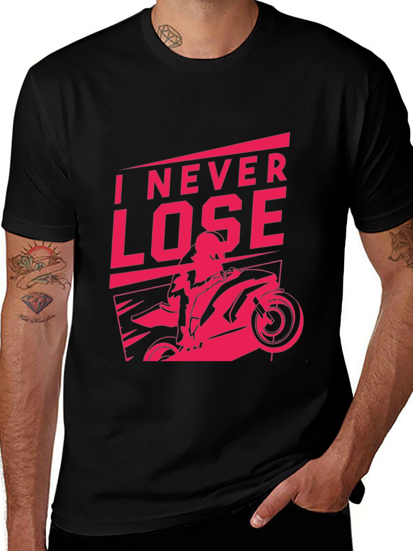 Variant 3 of I Never Lose Motorcycle Graphic Tee