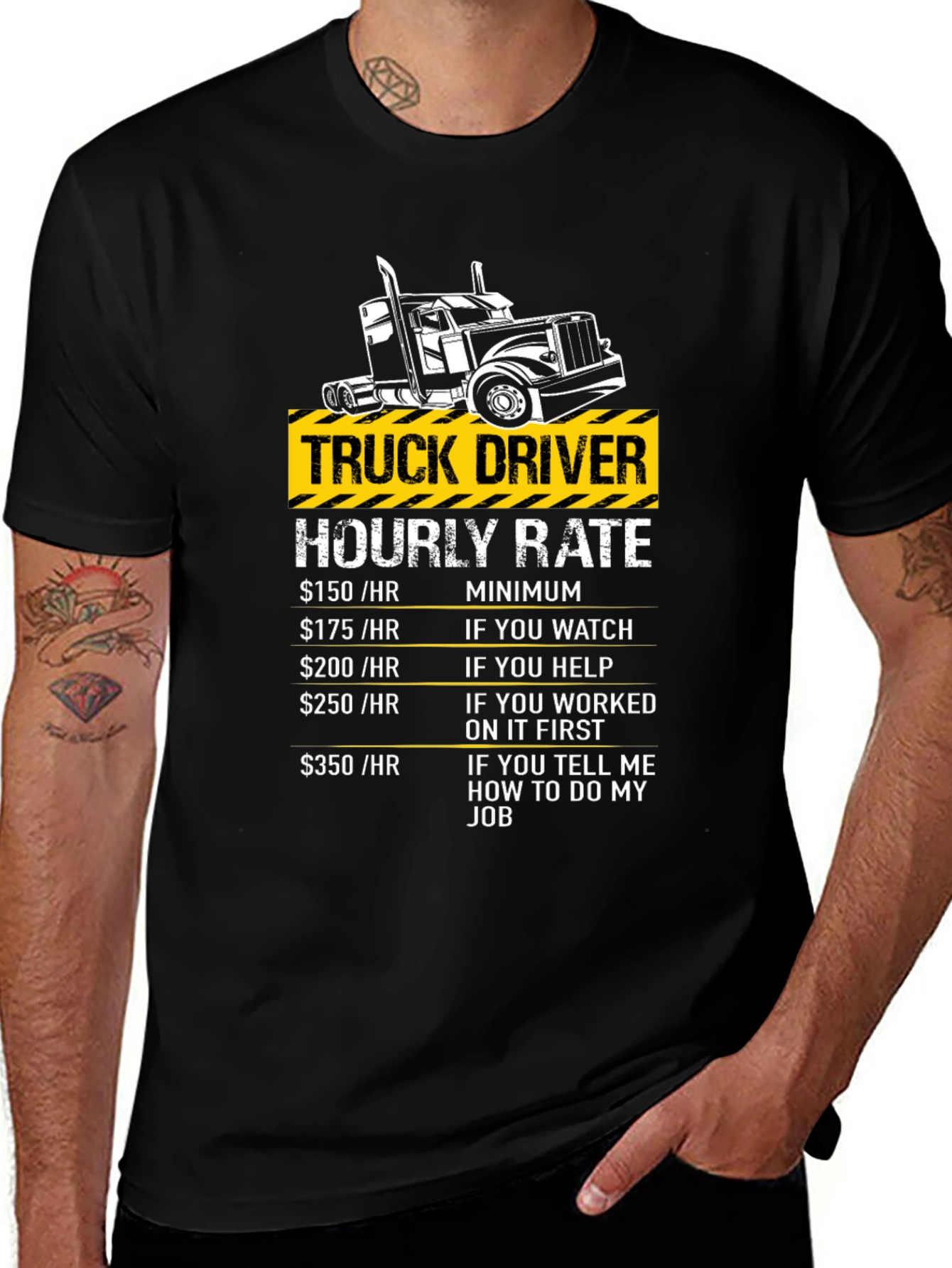 Variant 7 of Truck Driver Hourly Rate Humor T-Shirt