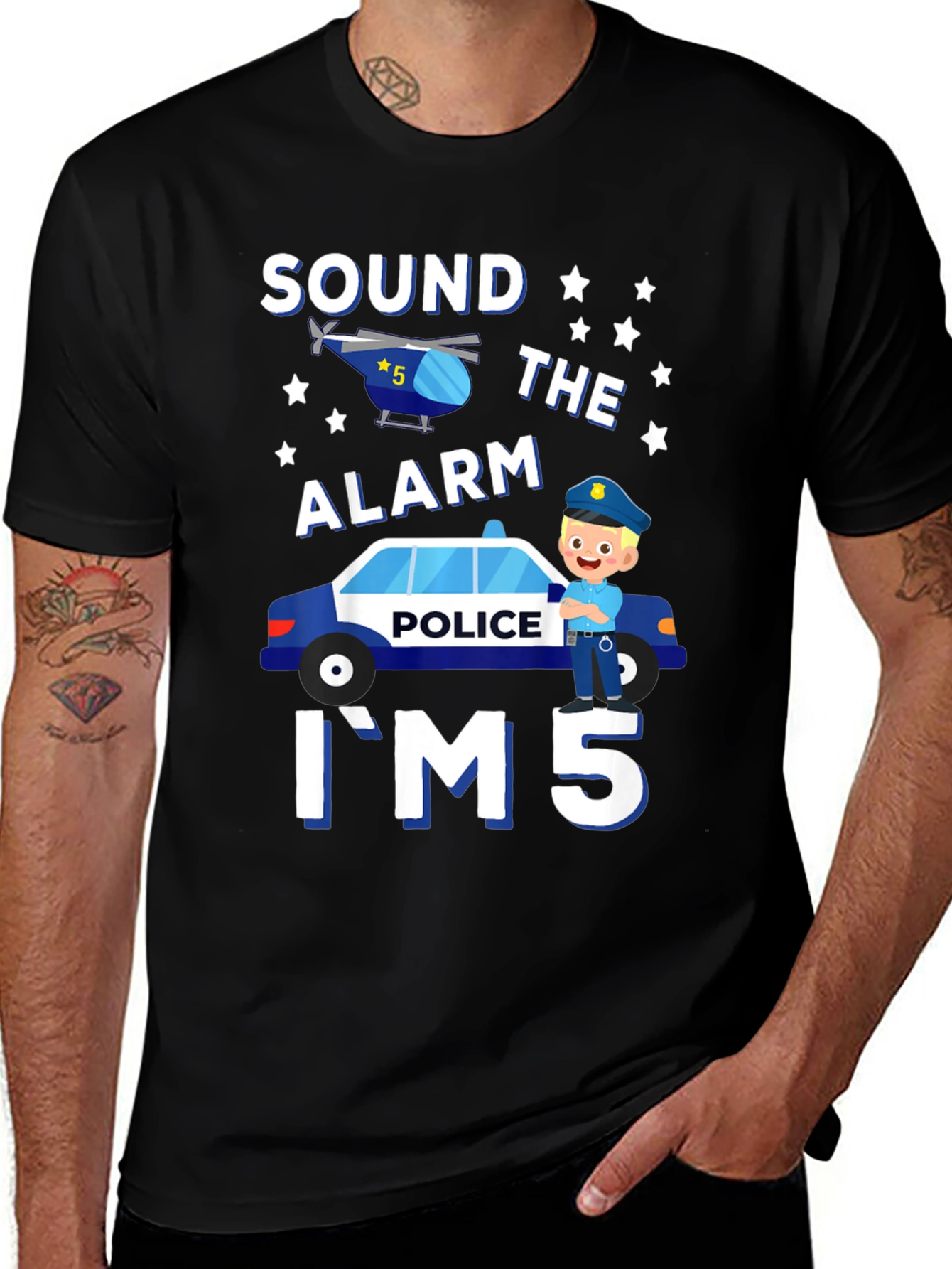 Variant 29 of Sound the Alarm, I'm 5 Police Birthday T-Shirt