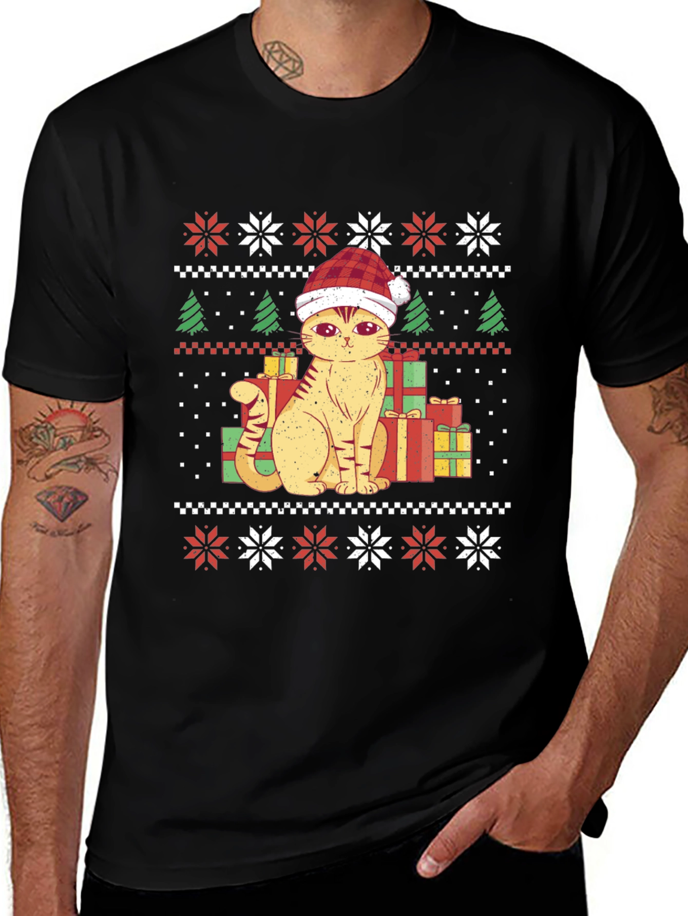 Festive Cat Christmas T-Shirt