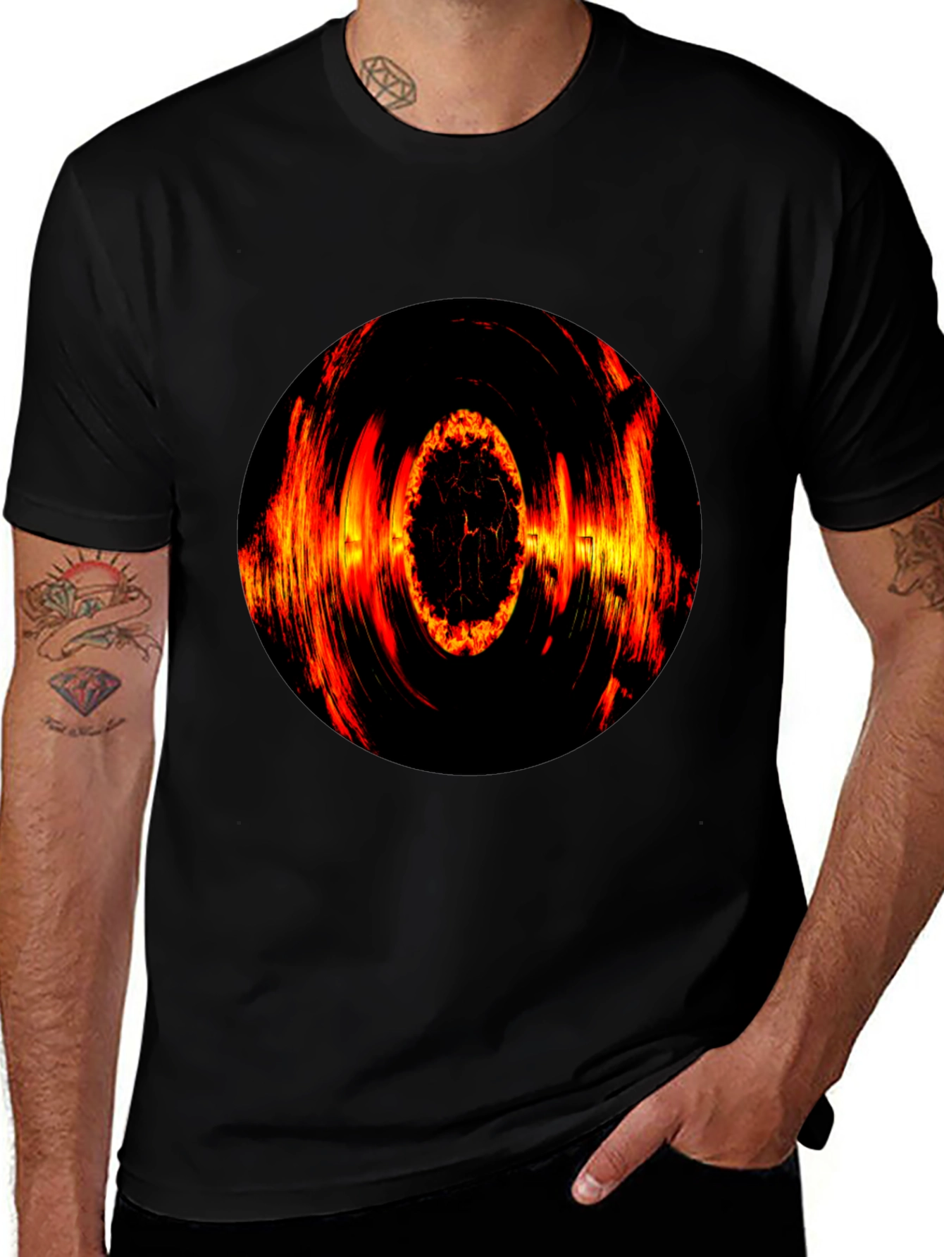 Variant 3 of Fiery Vortex Graphic T-Shirt - Bold Black Tee