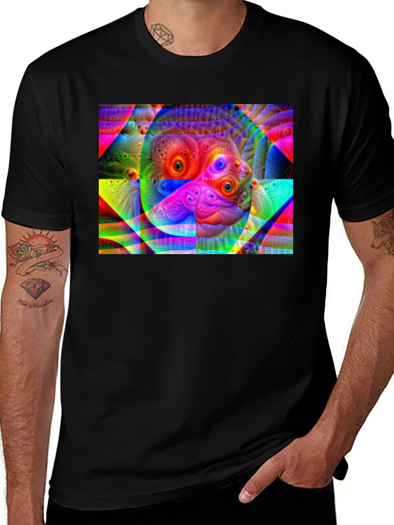 Black Eye-Catching Abstract Graphic Black T-Shirt main image