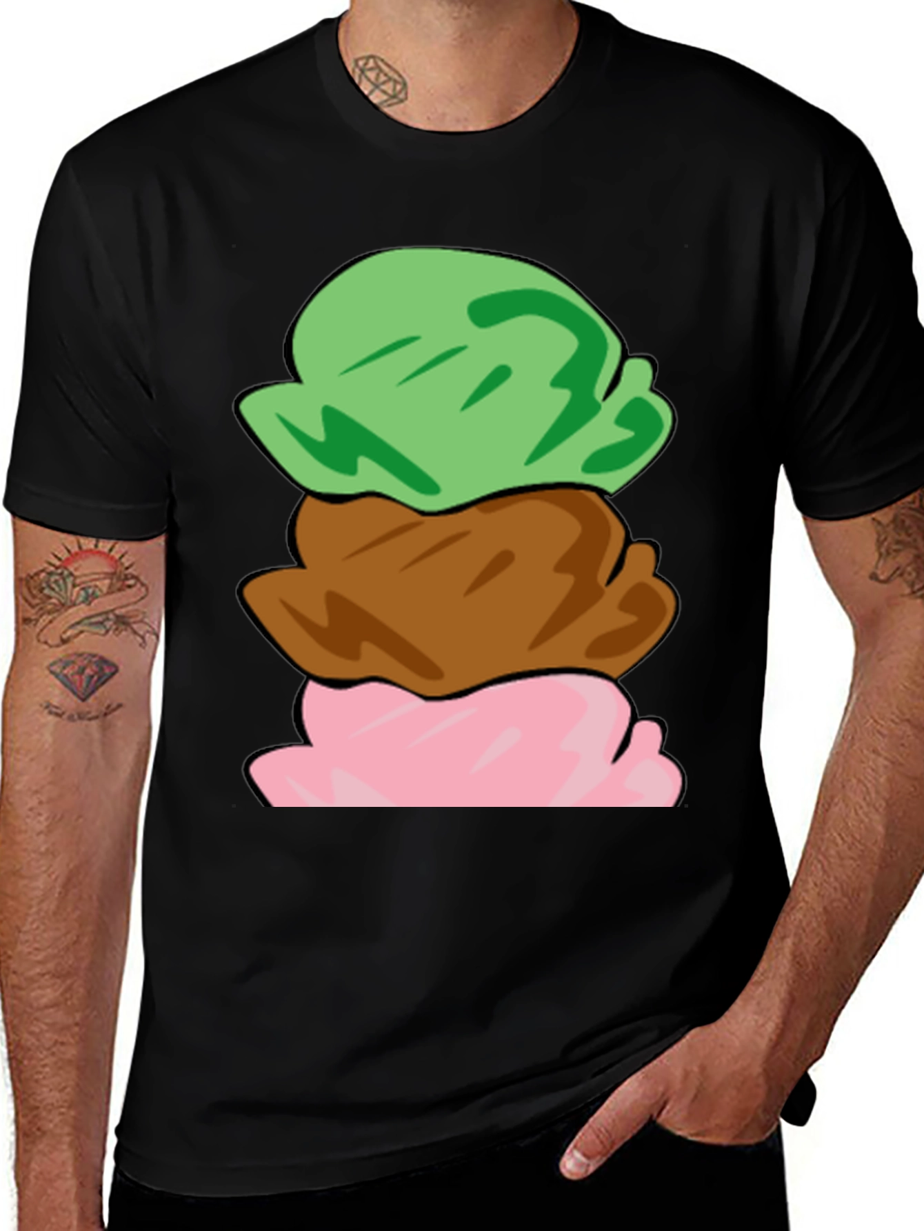 Black Ice Cream Scoop T-Shirt - Black Cotton Tee main image