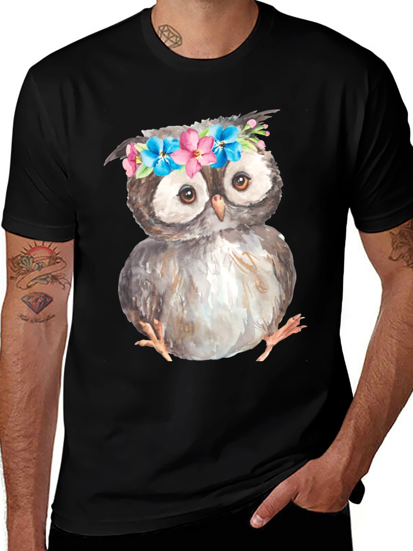 Variant 25 of Owl with Flower Crown T-Shirt