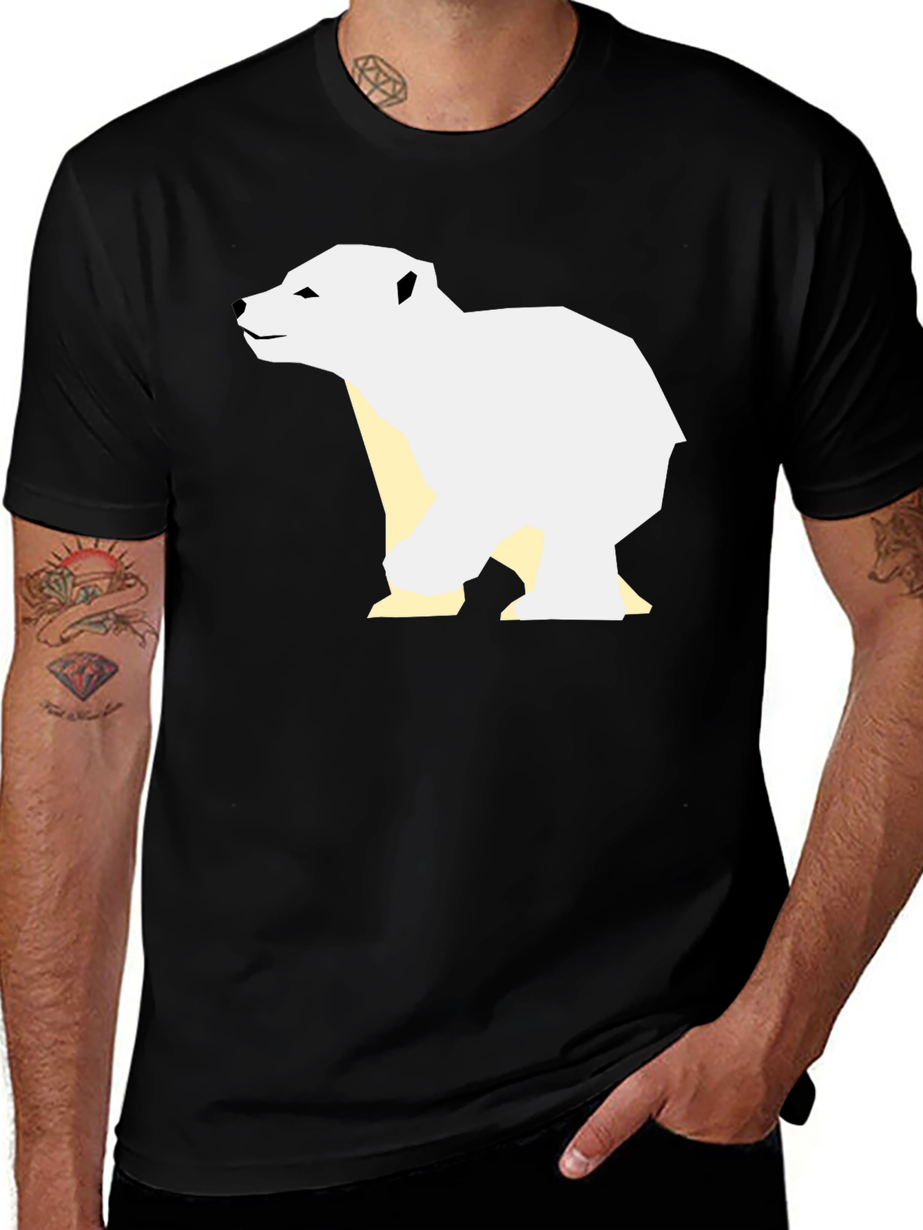 Variant 20 of Geometric Polar Bear Graphic Tee - Black