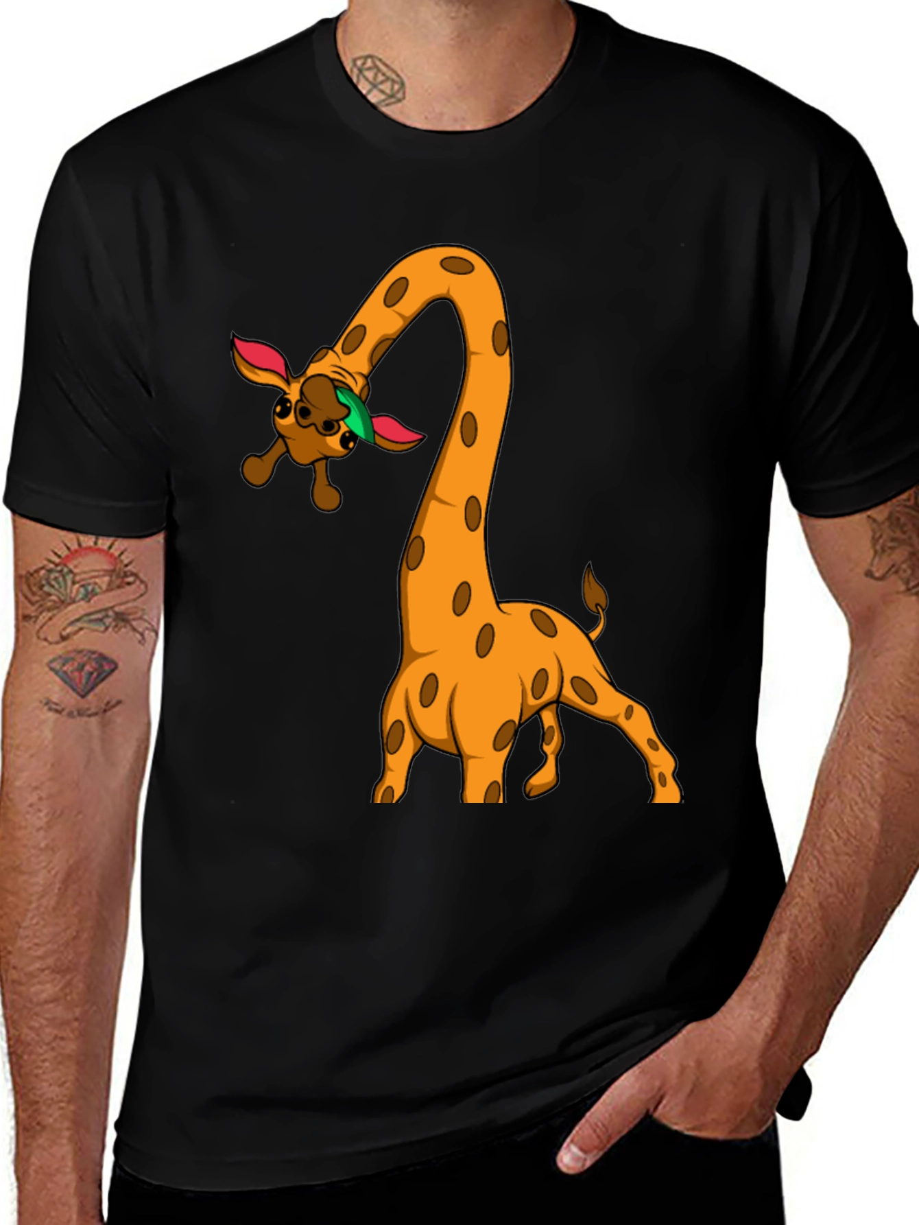 Variant 28 of Cartoon Giraffe Graphic Tee - Unique Animal T-Shirt
