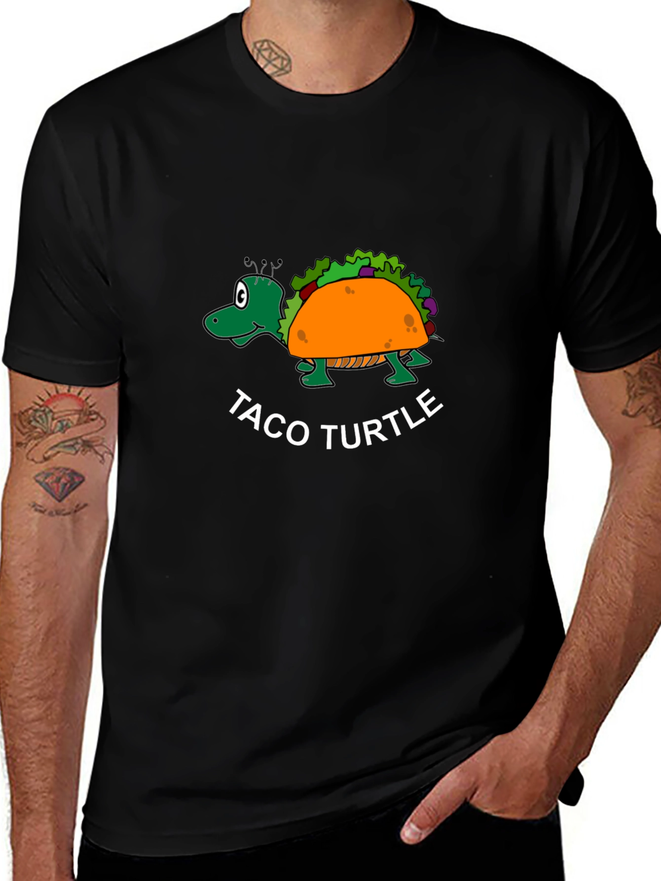 Variant 5 of Taco Turtle Black T-Shirt - Funny Graphic Tee