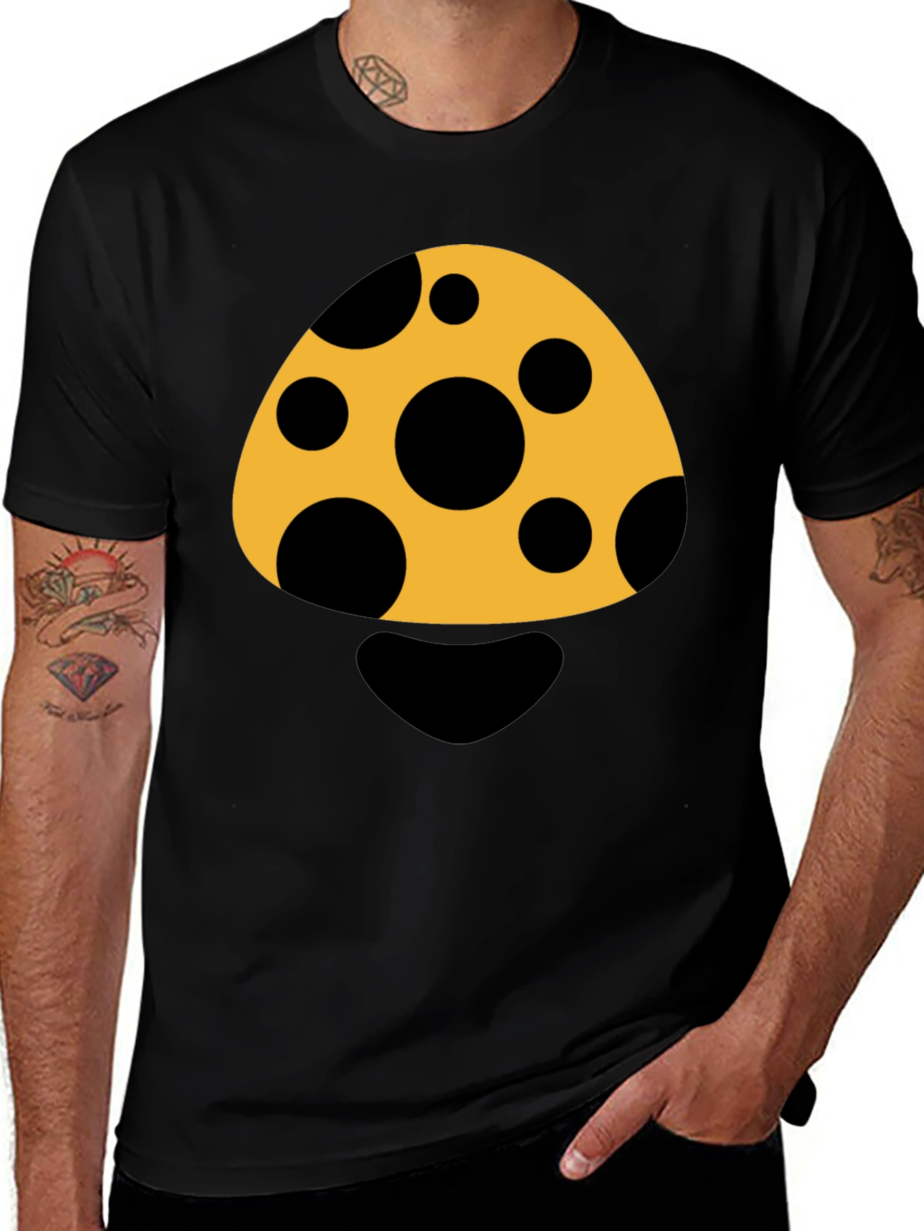 Variant 7 of Mushroom Graphic Tee - Casual Black Shirt