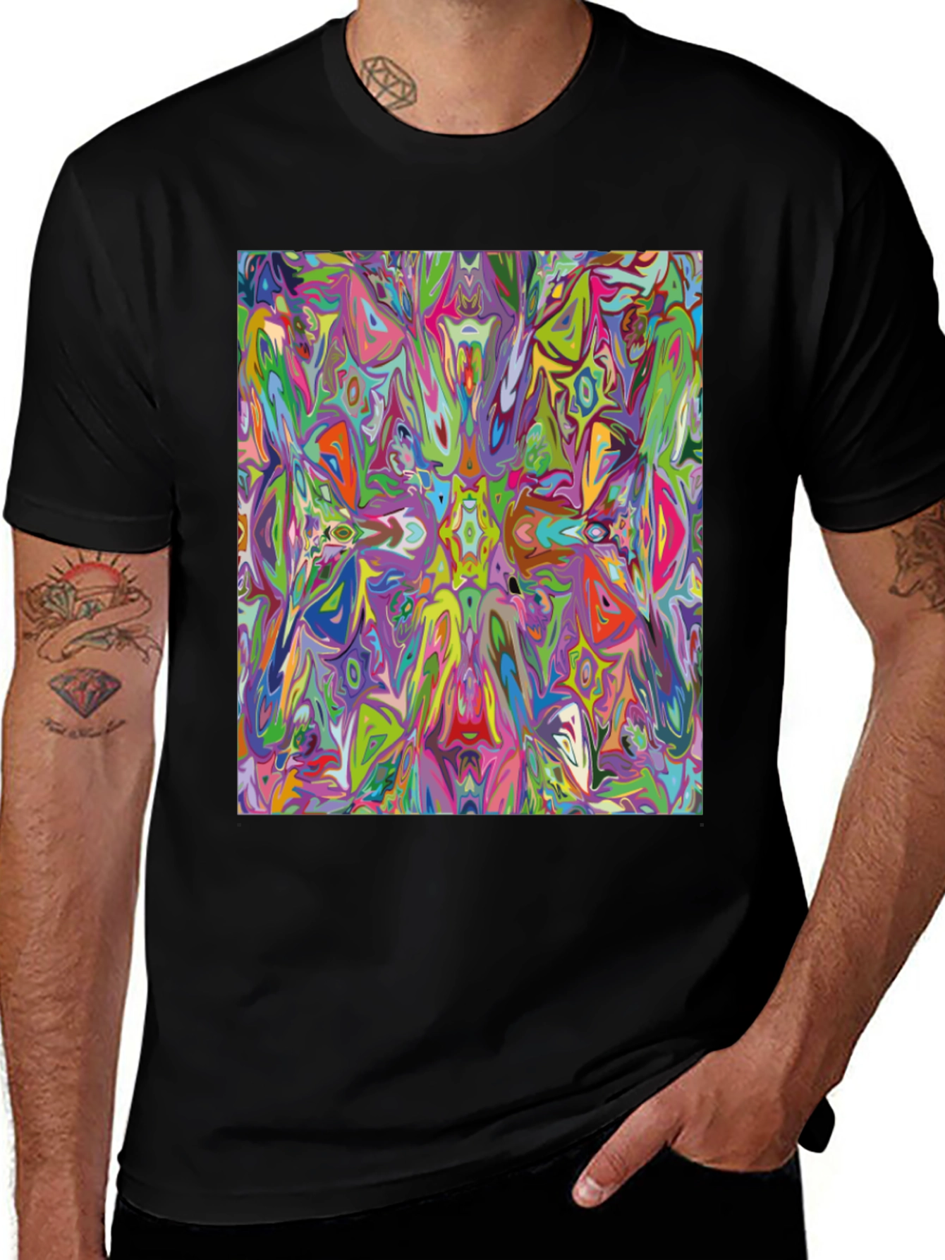 Variant 4 of Psychedelic Art Graphic Black T-Shirt