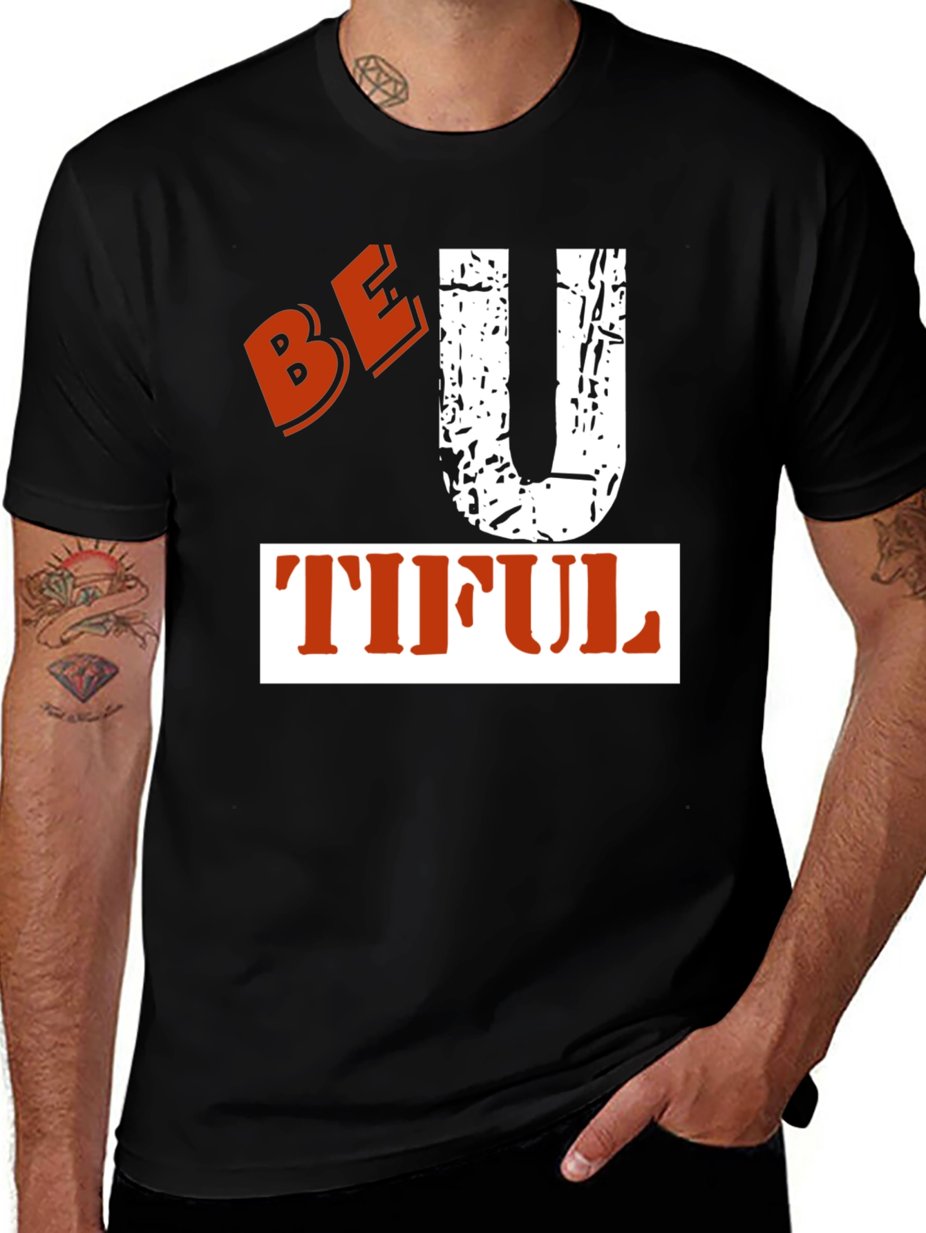 Variant 19 of Be-U-Tiful Graphic Tee - Black Cotton T-Shirt