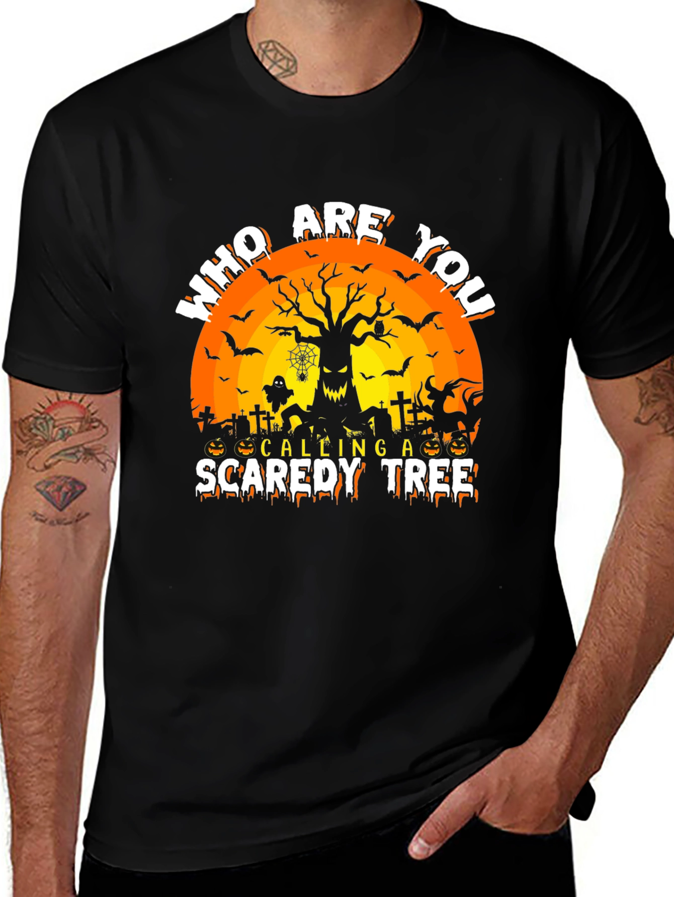 Variant 4 of Halloween Scaredy Tree Graphic Tee