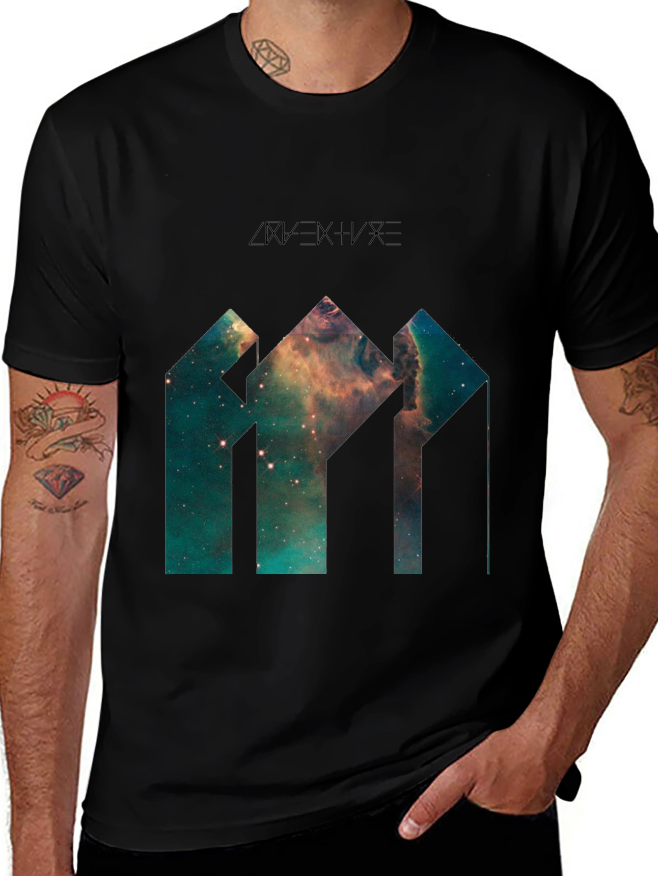 Variant 3 of Nebula Graphic Print Black T-Shirt