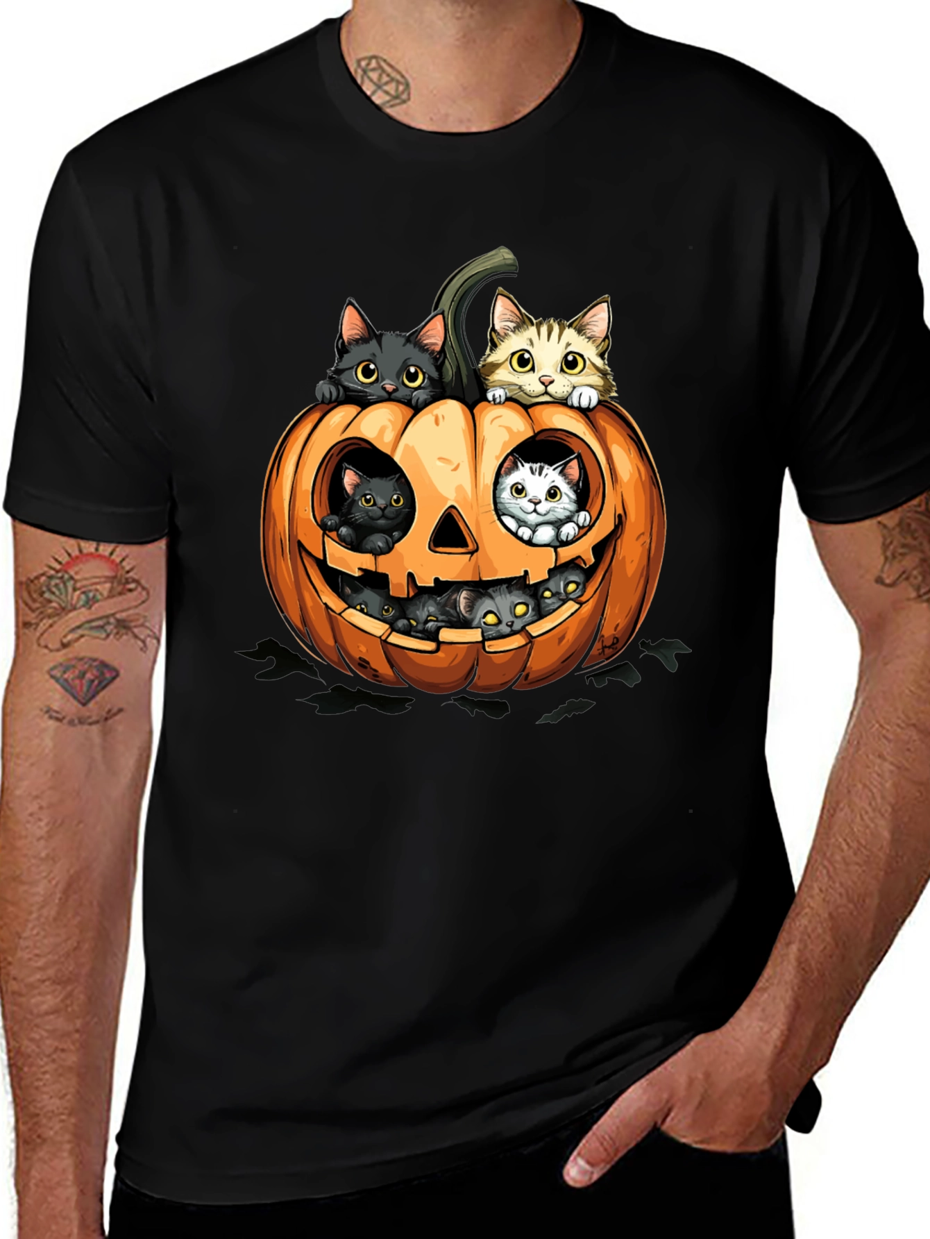 Variant 22 of Halloween Cats in Pumpkin T-Shirt