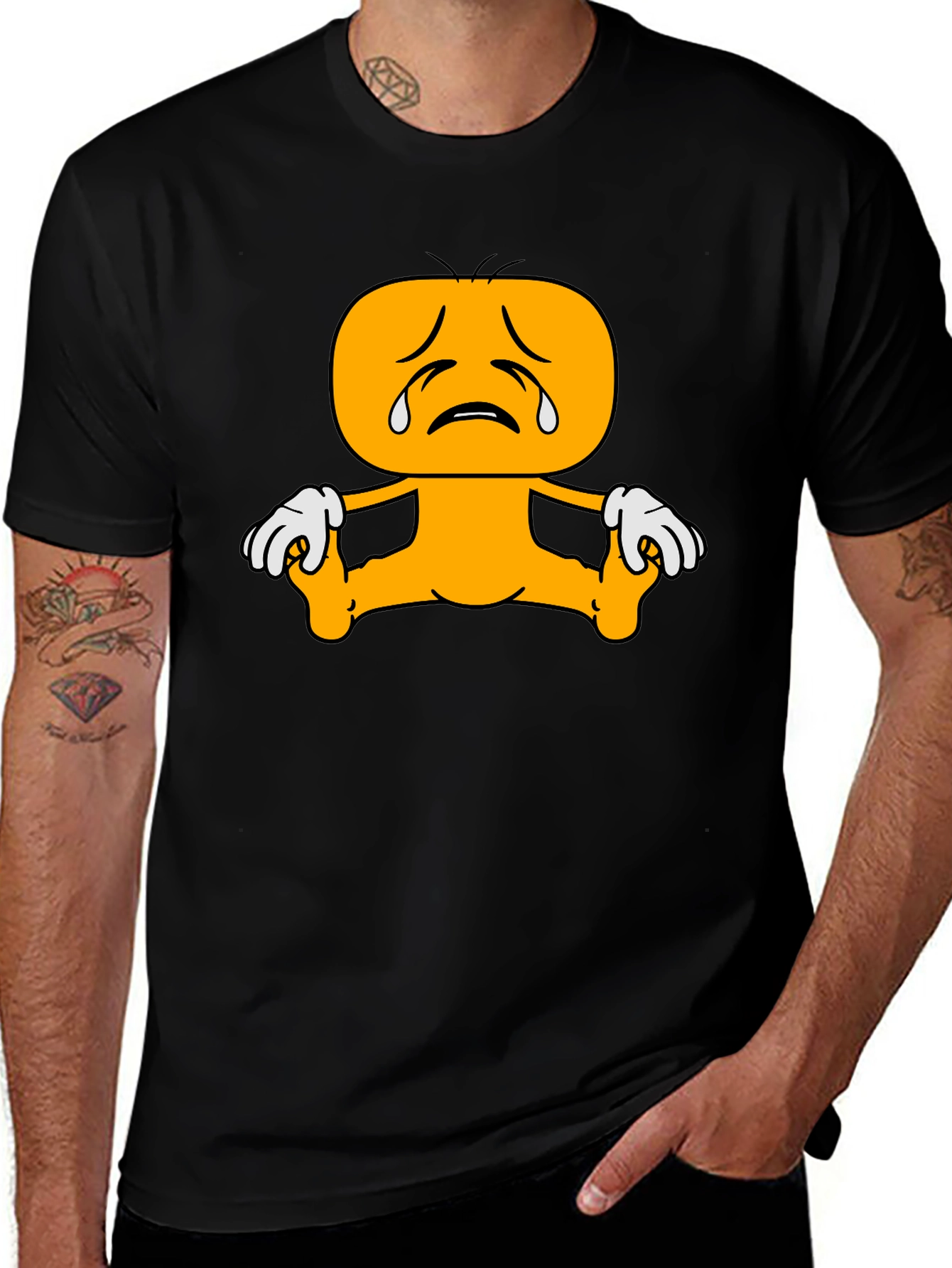 Variant 5 of Sad Cartoon Character Graphic Tee - Black