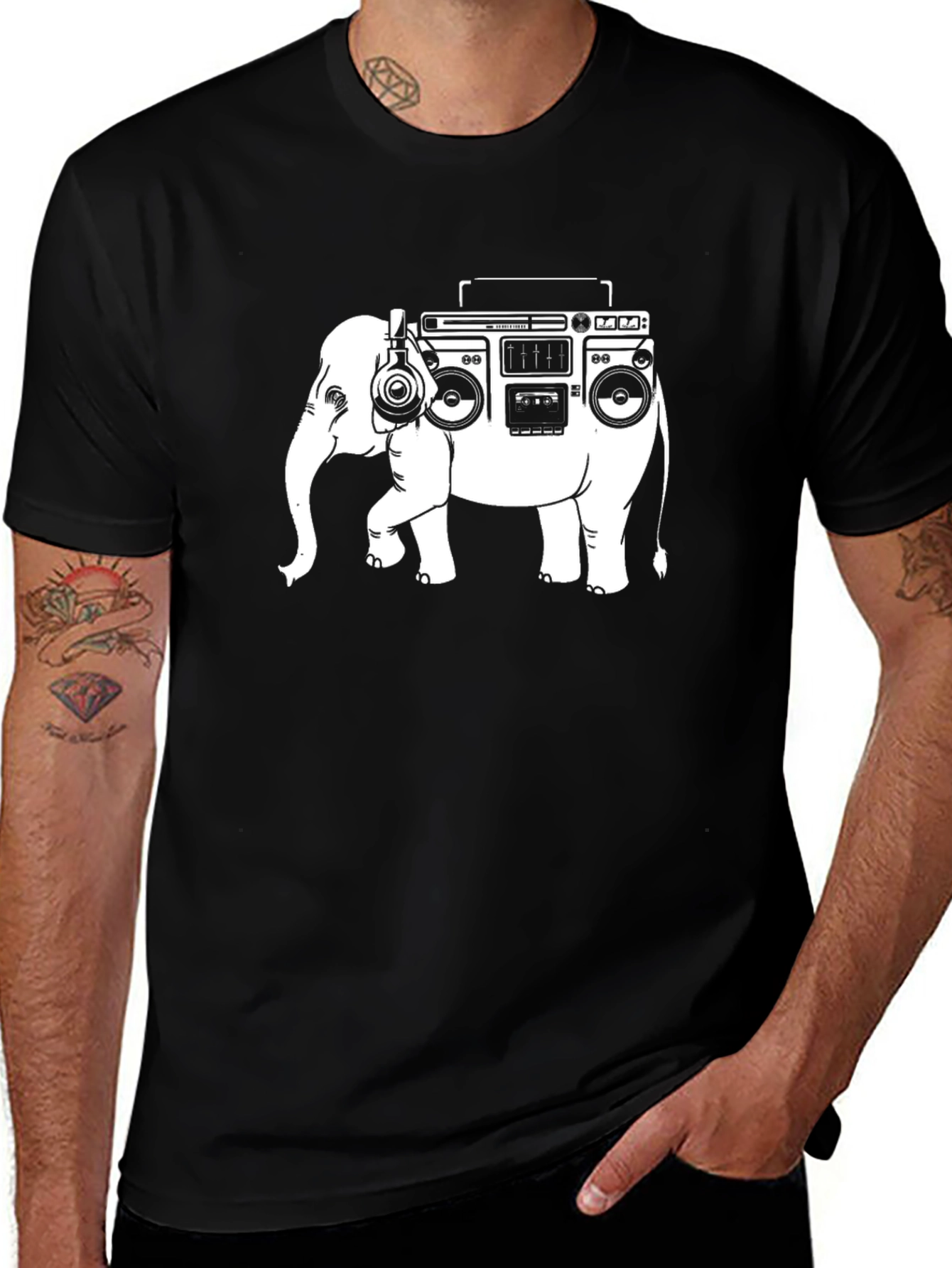 Variant 13 of Elephant Boombox Graphic Tee - Unique Music Lover Shirt
