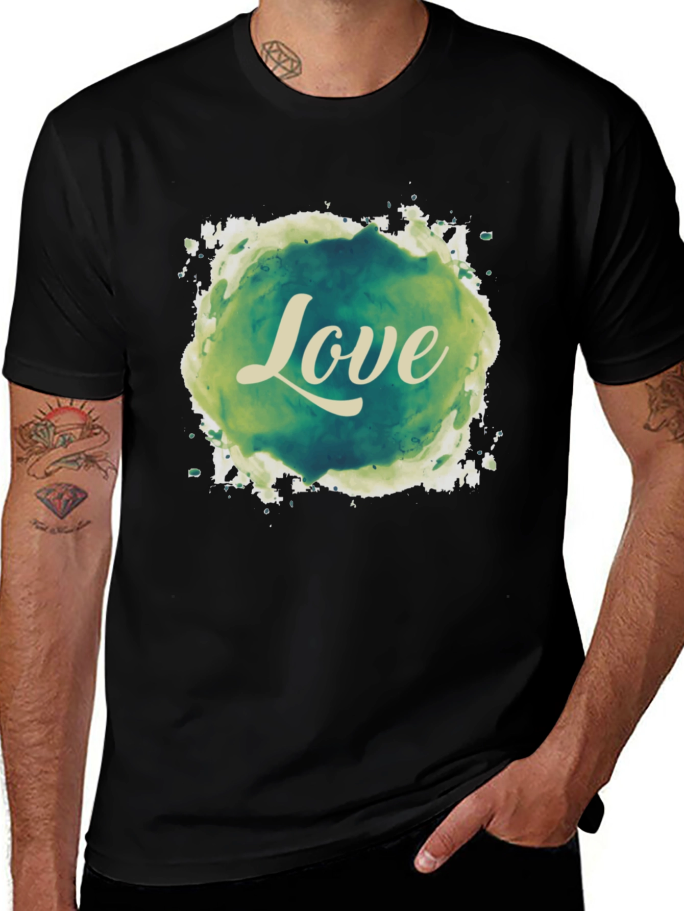 Variant 5 of Love Watercolor Graphic Tee - Black Unisex T-Shirt