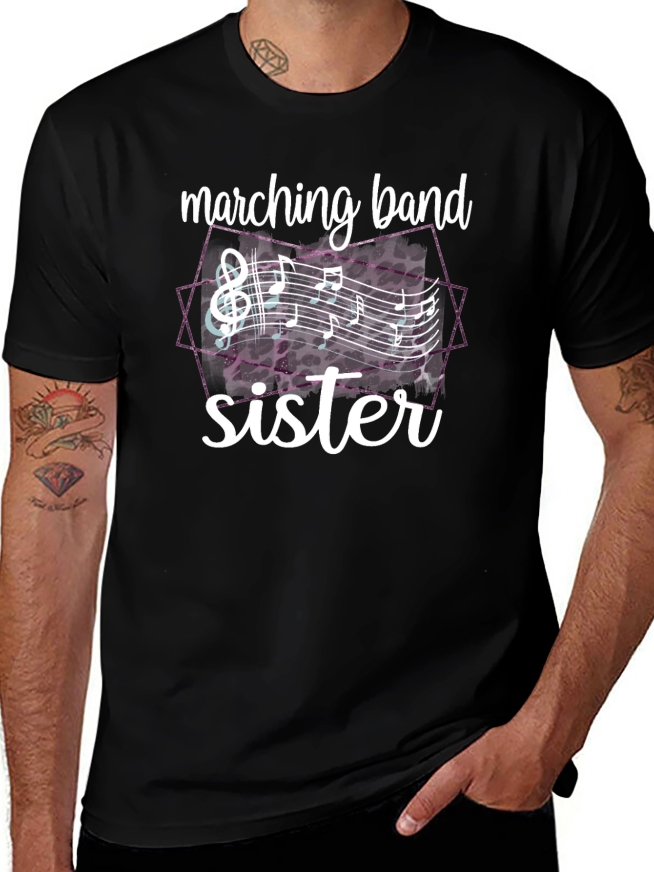 Variant 26 of Marching Band Sister T-Shirt - Musical Notes Tee