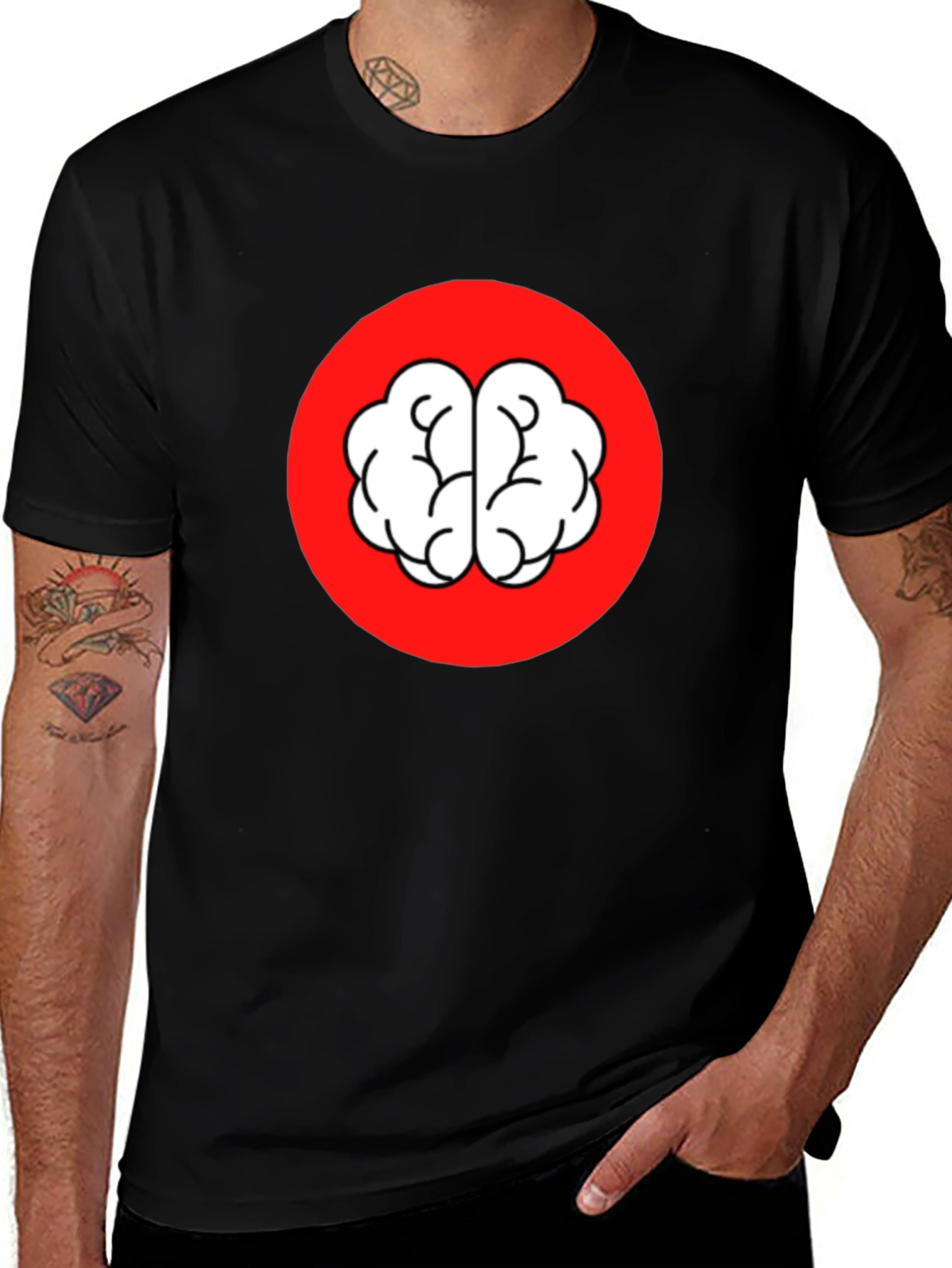 Variant 21 of Brain Graphic Tee - Black Crew Neck T-Shirt