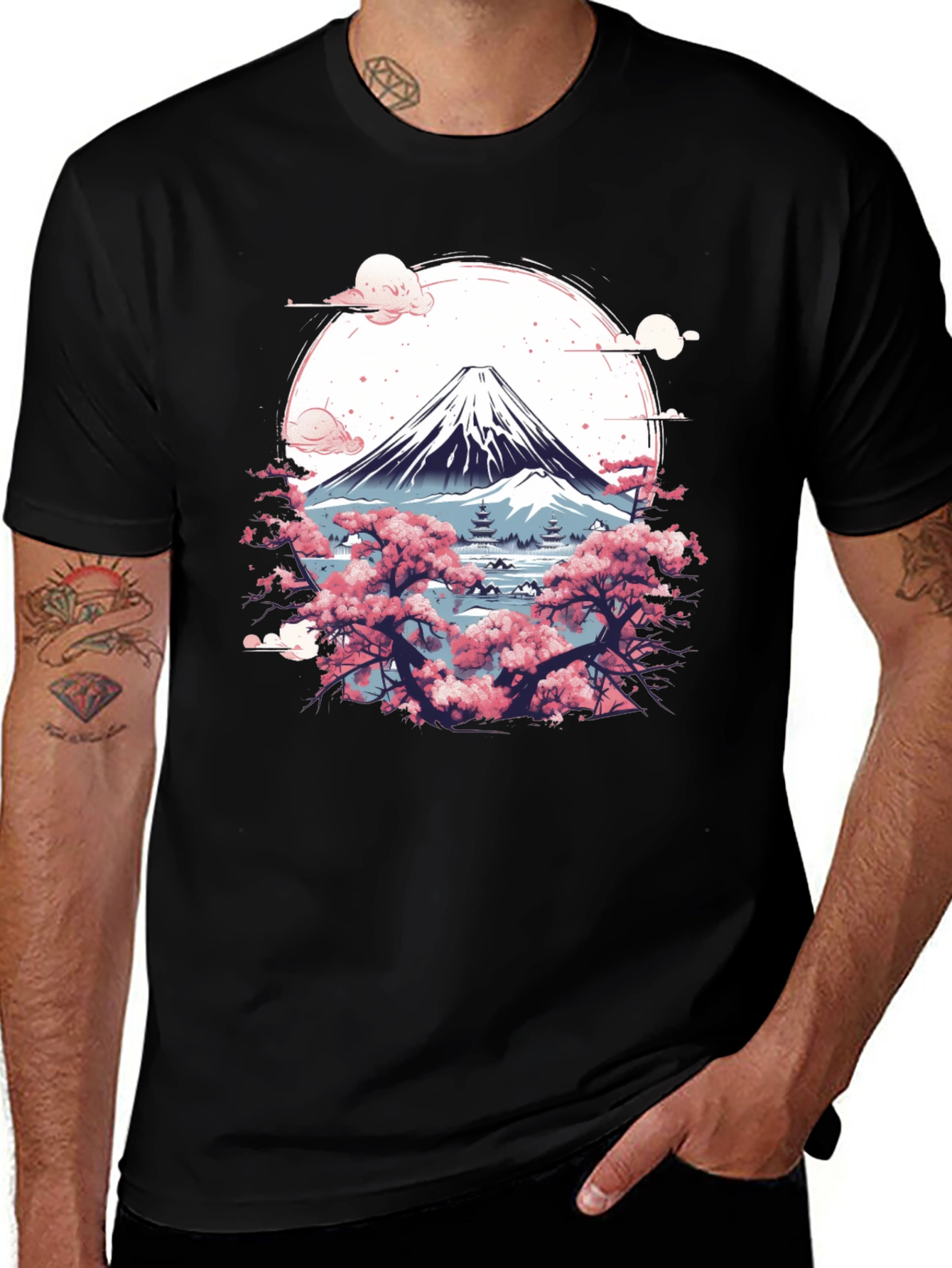 Variant 28 of Mount Fuji Cherry Blossom Graphic Tee