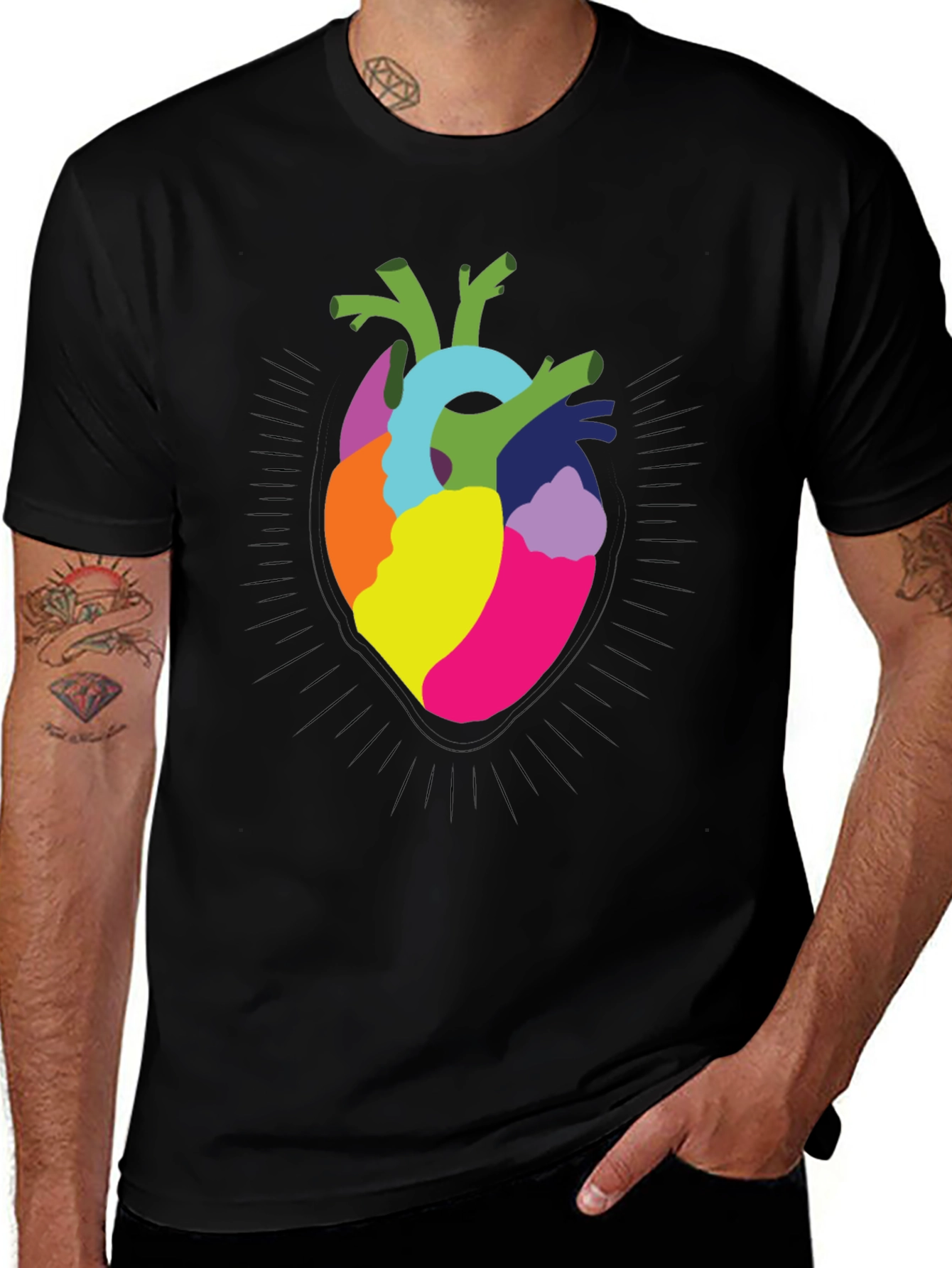 Variant 20 of Colorful Heart Anatomy T-Shirt - Stylish Graphic Tee