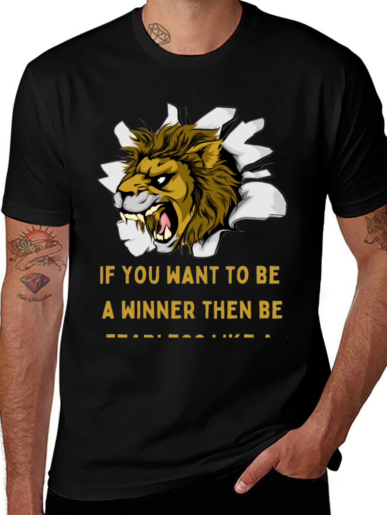 Variant 7 of Fearless Lion Graphic Black T-Shirt